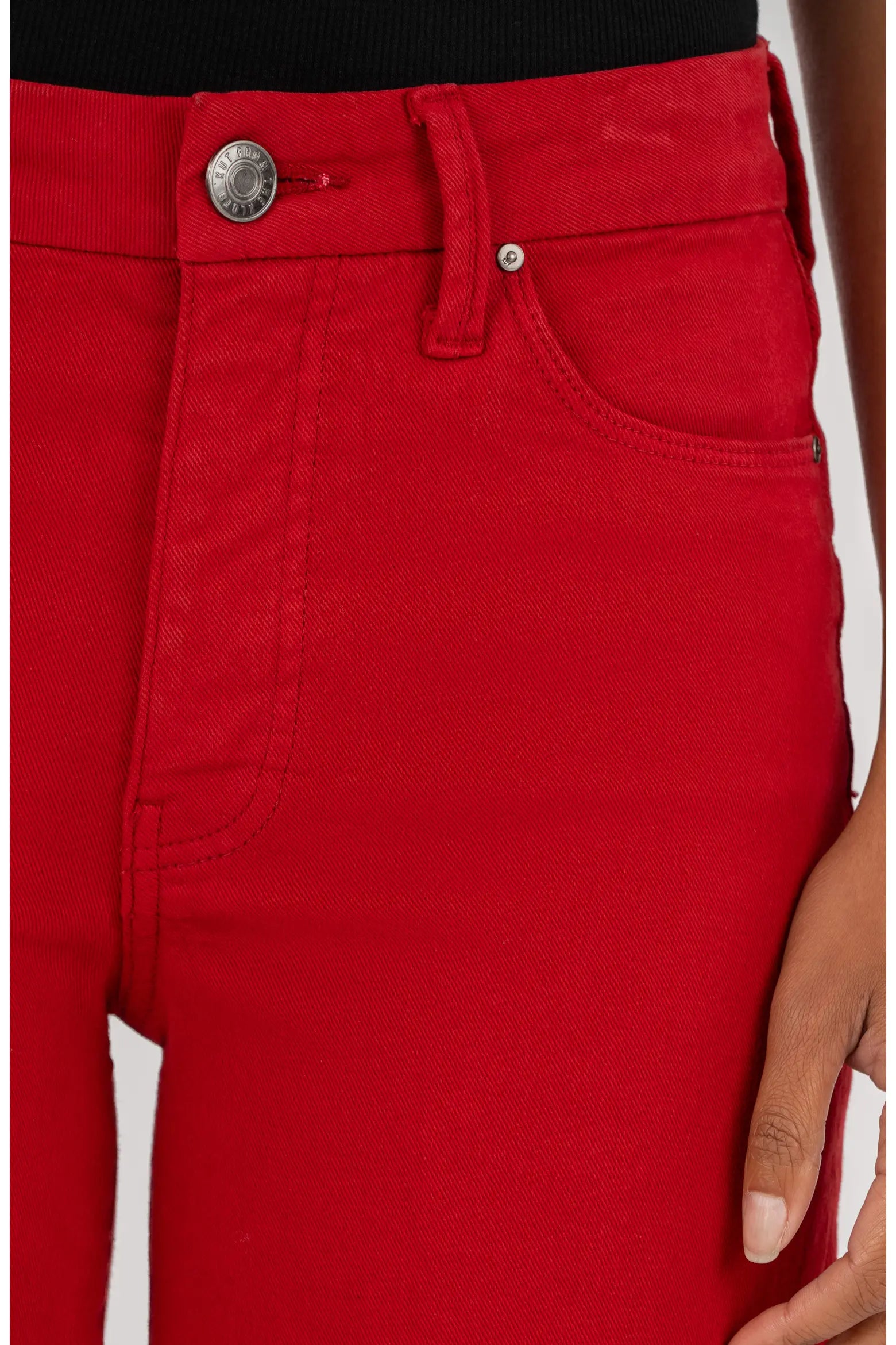 Meg High Rise Fab Ab Wide Leg  Raw Hem - Ruby Red