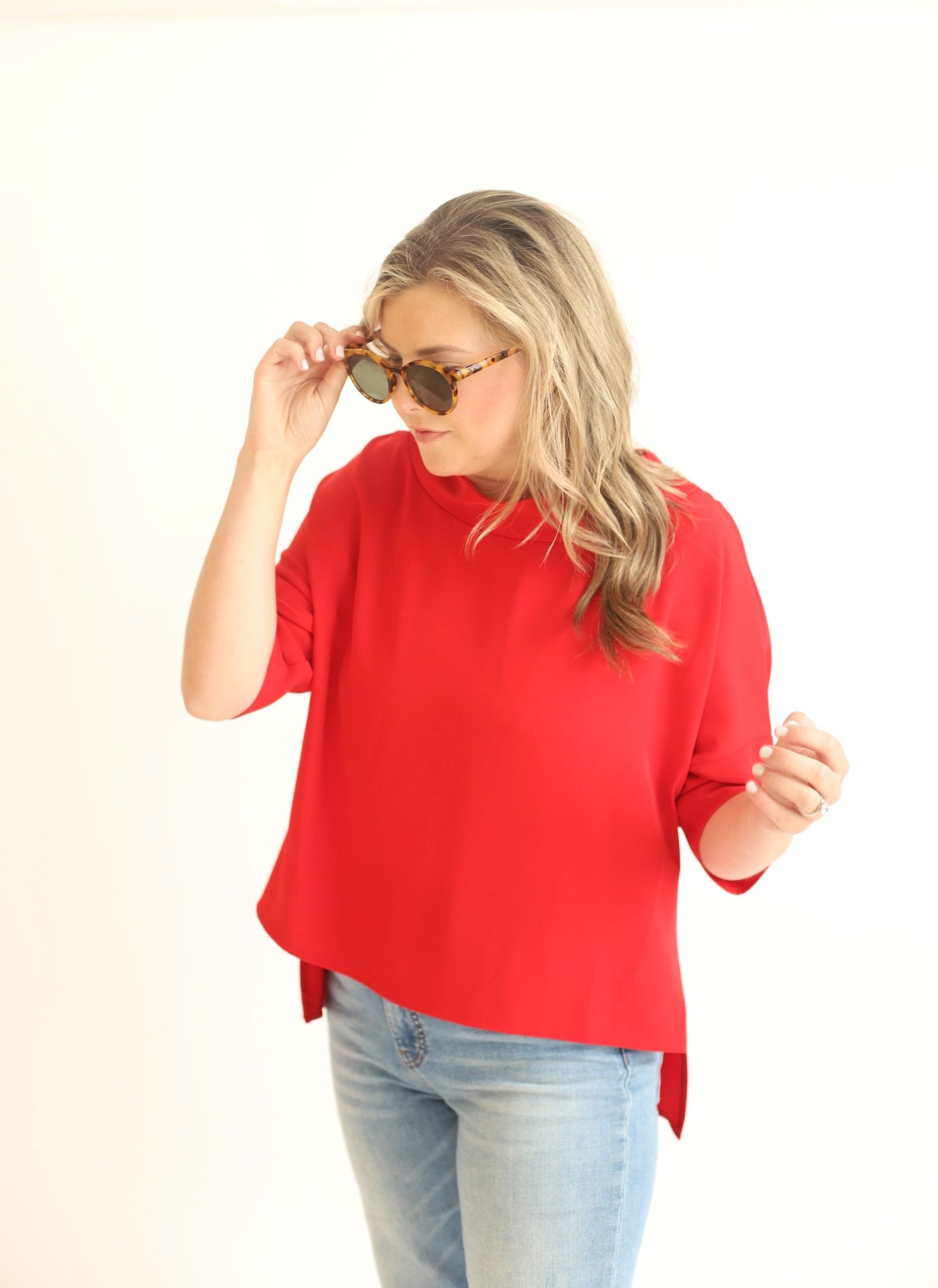 The Audrey Blouse-  Red