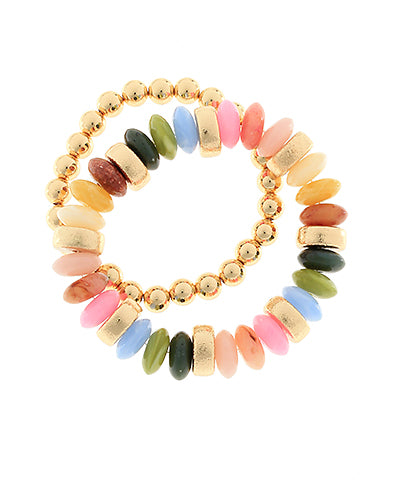 2 Row Color Rondelle Beads Bracelet - Two Coloreways