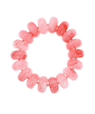 Chunky Marble Beaded Stretch Bracelets - Pink