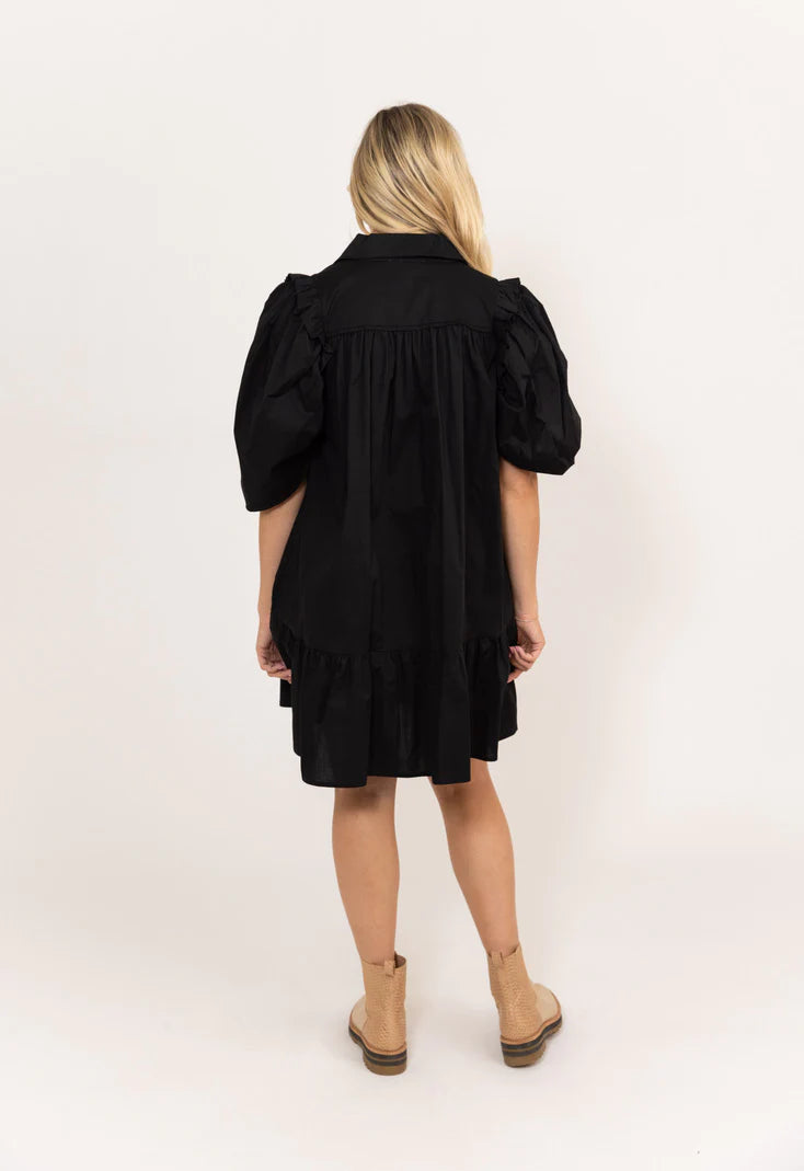 Puff Sleeve Dress- Black