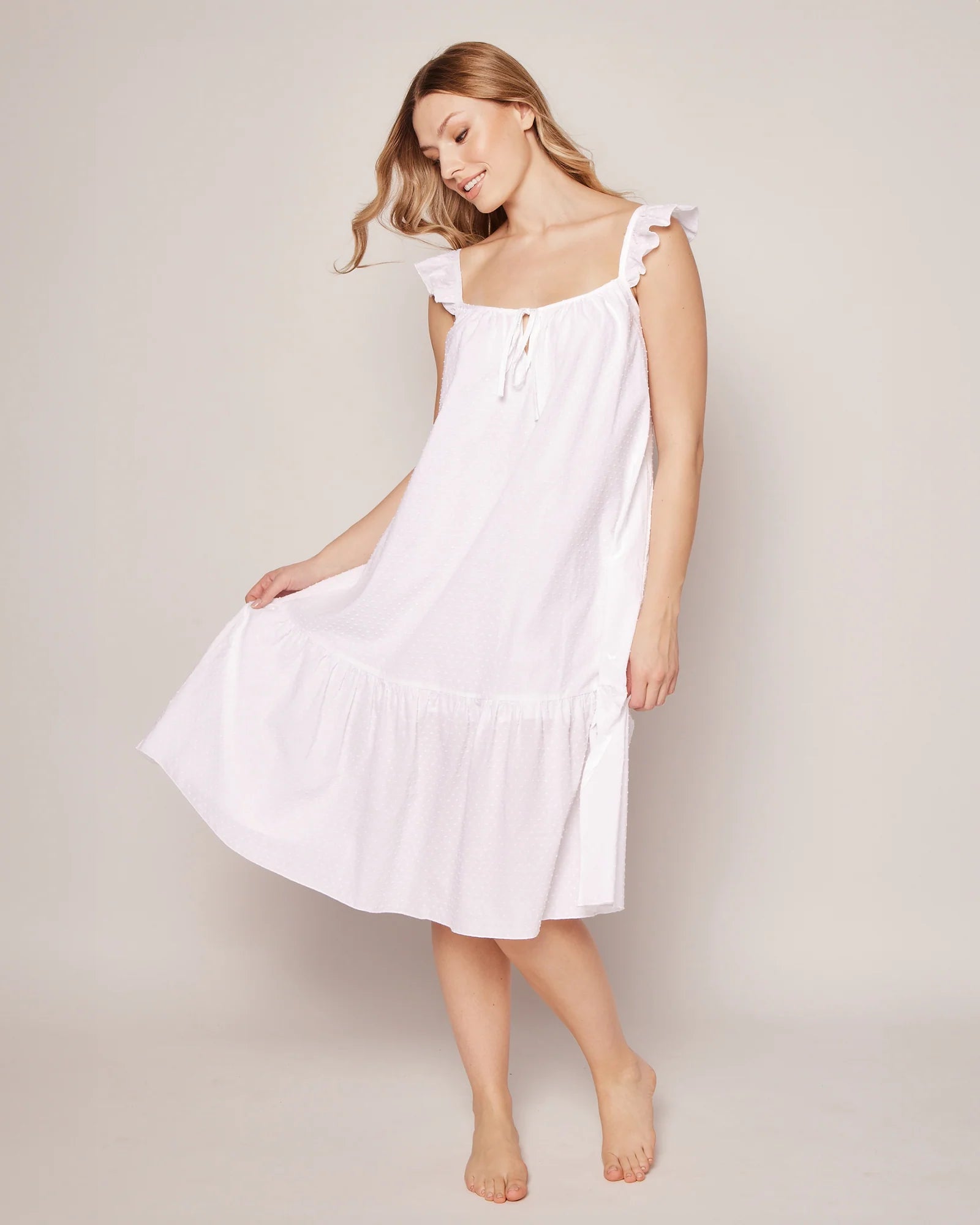 Women's Swiss Dots Celeste Nightgown- White