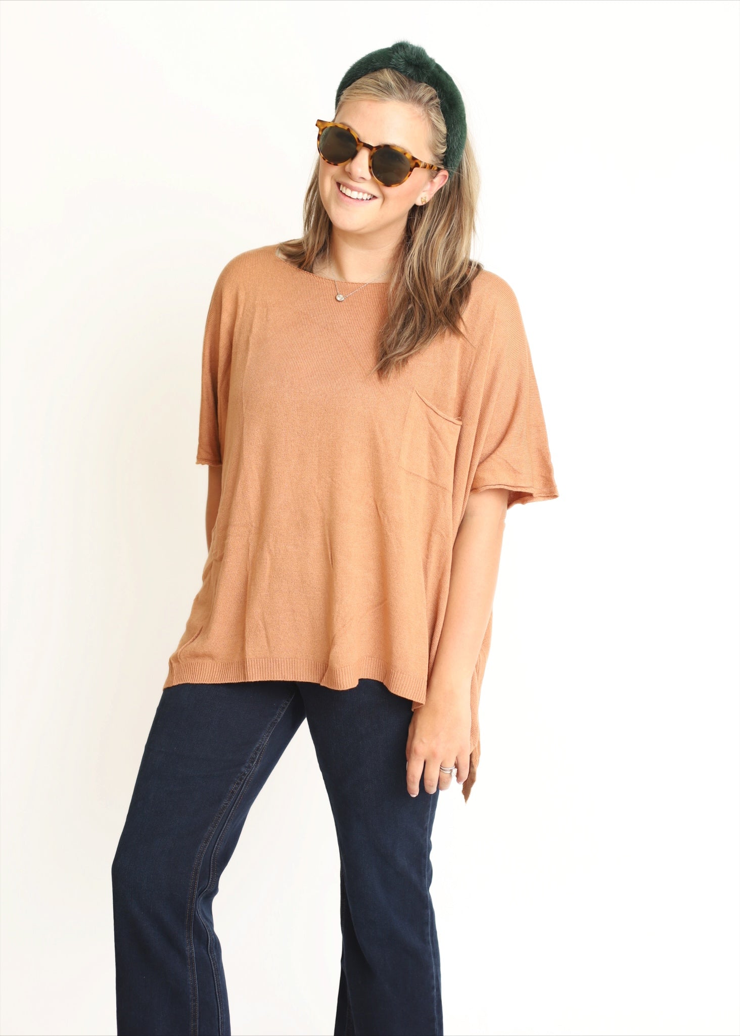 Italian Modal Drapery Pocket T-Shirt - Camel