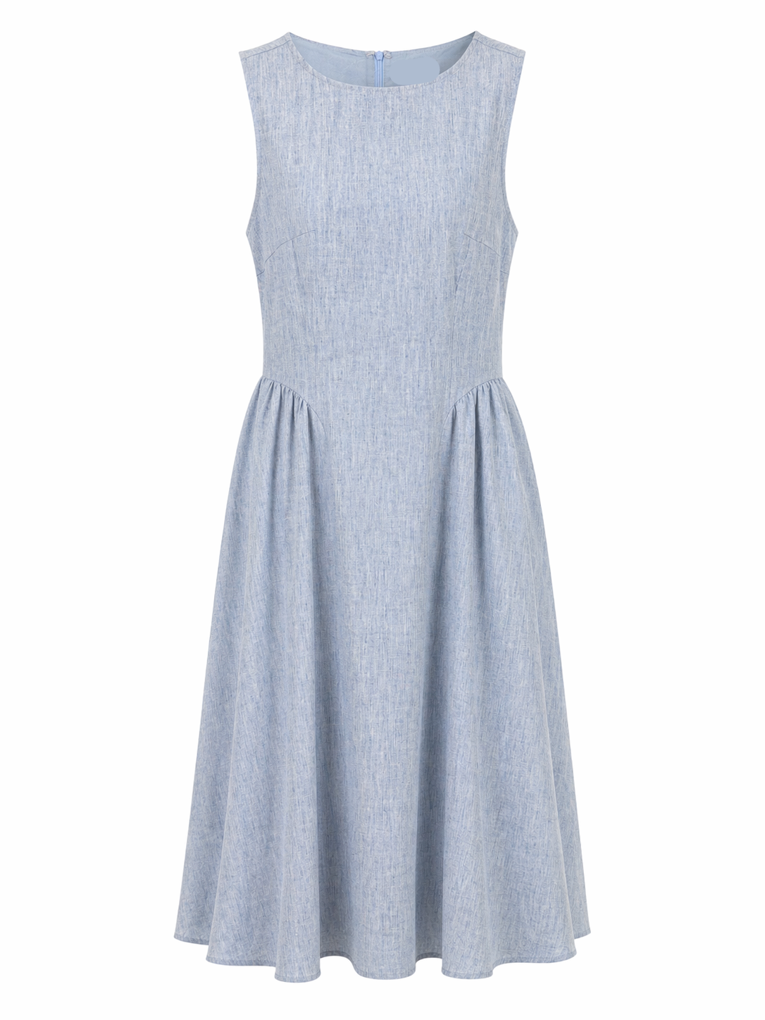 Light blue sleeveless dress on a white background