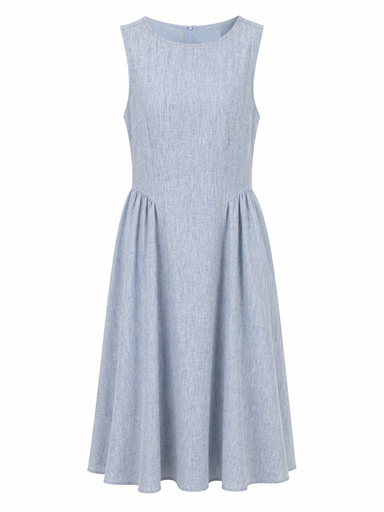 Light blue sleeveless dress on a white background