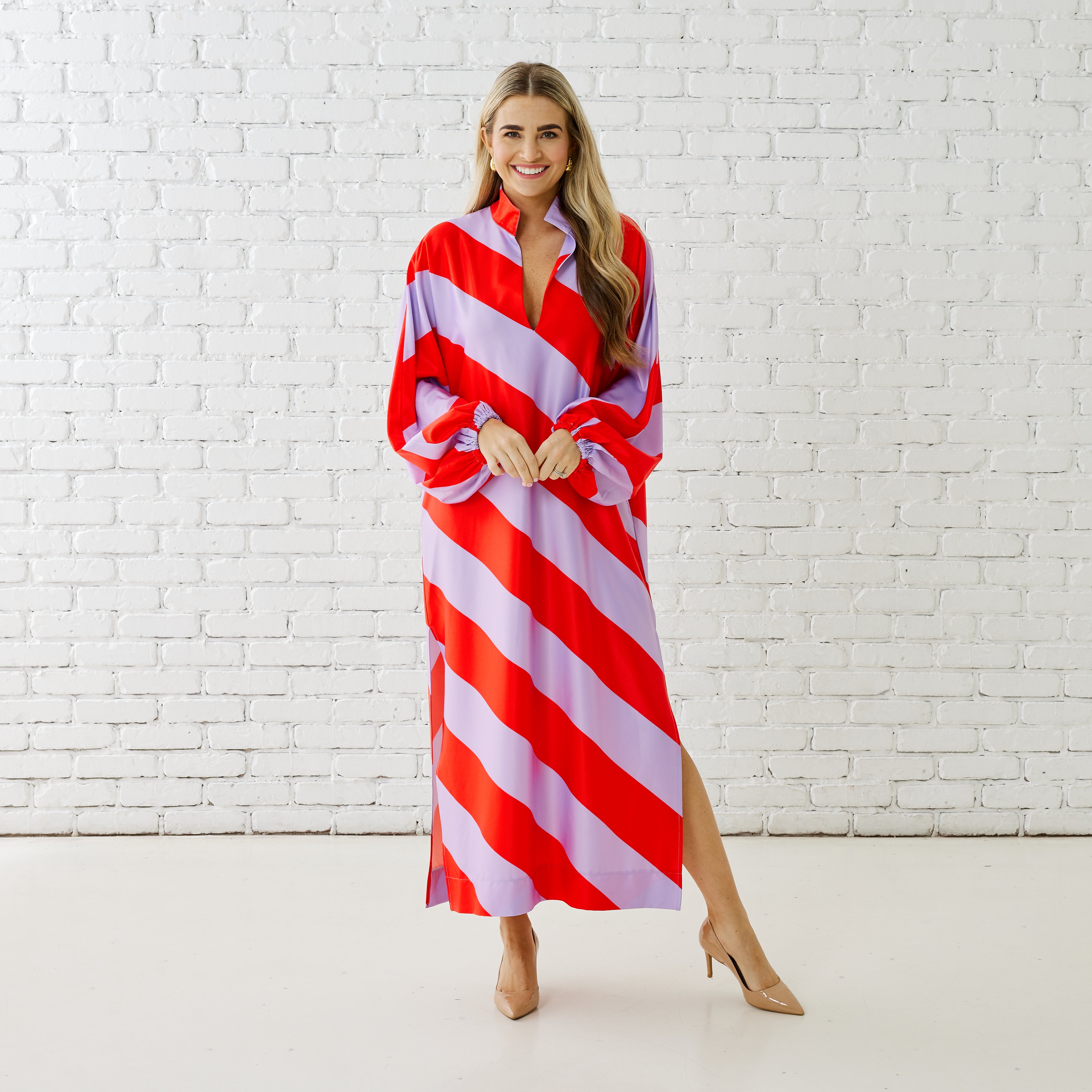 Coco Caftan - Lavender/Red