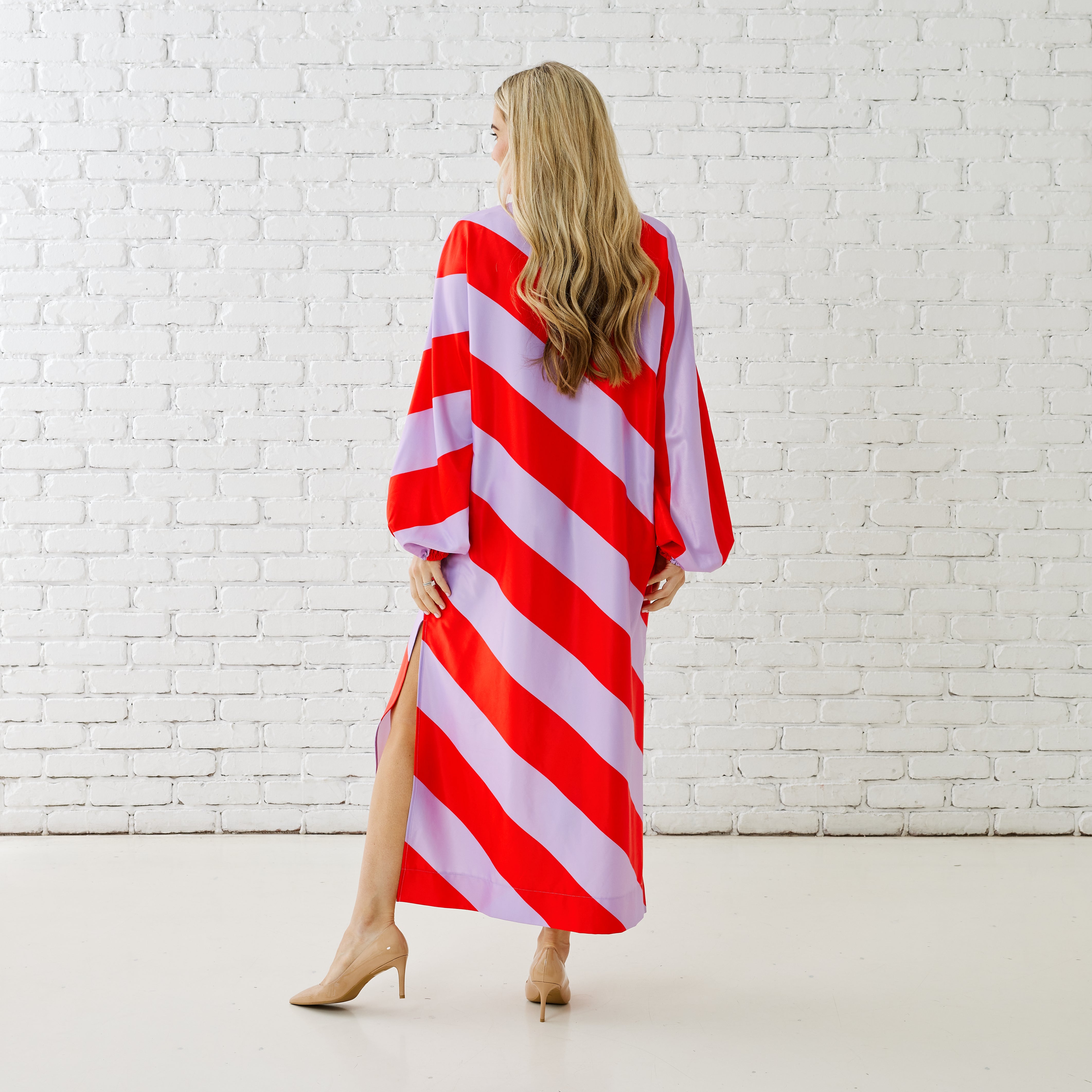 Coco Caftan - Lavender/Red