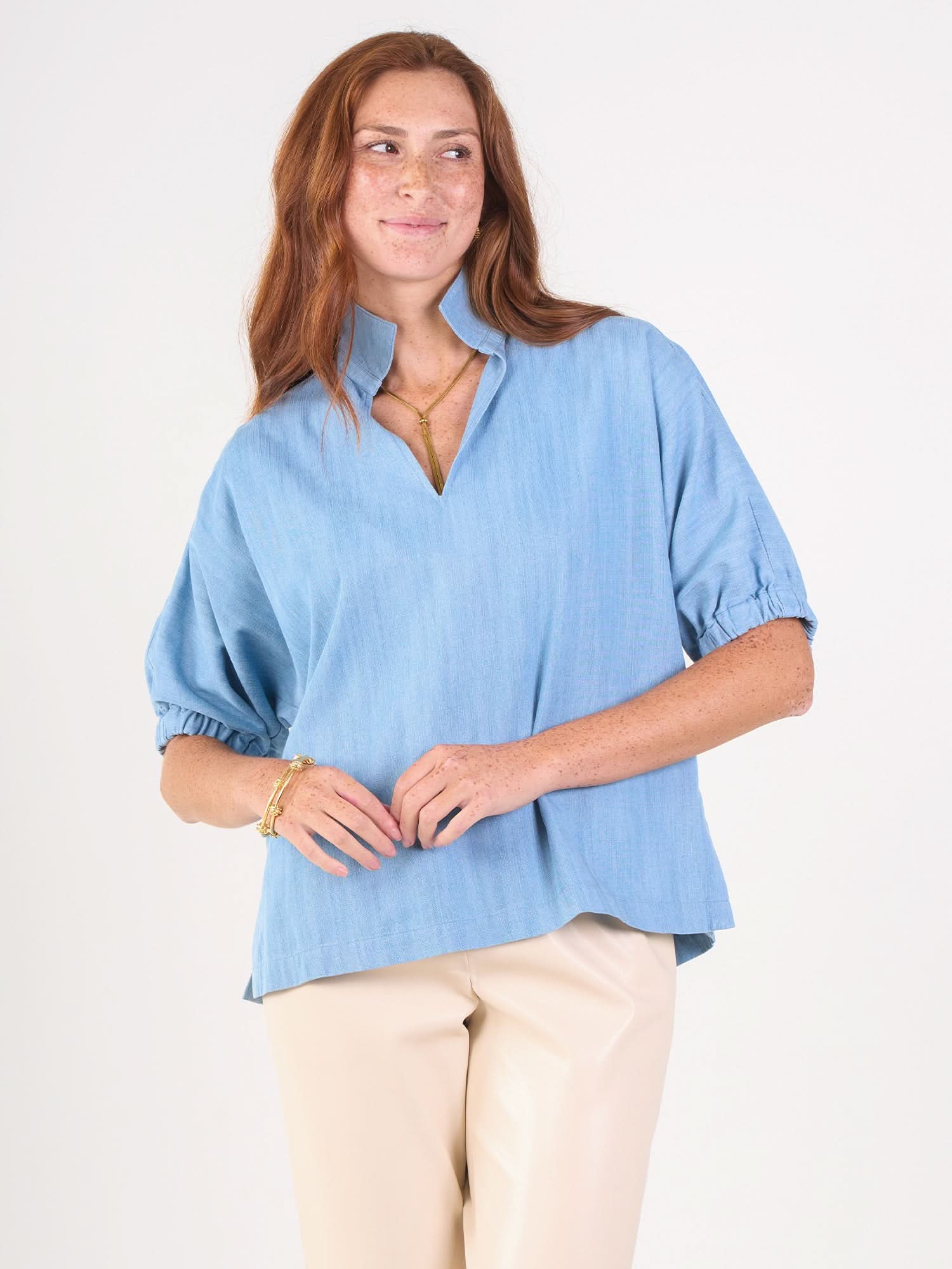 Poppy Top - Denim Chambray