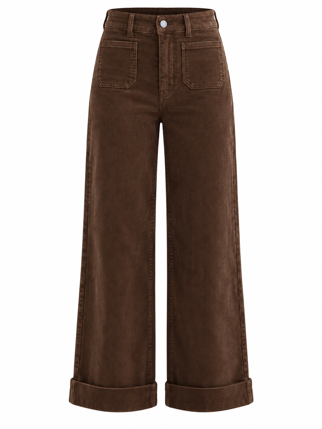 Corduroy Mini Patch Pocket Wide Leg Pant - Chocolate