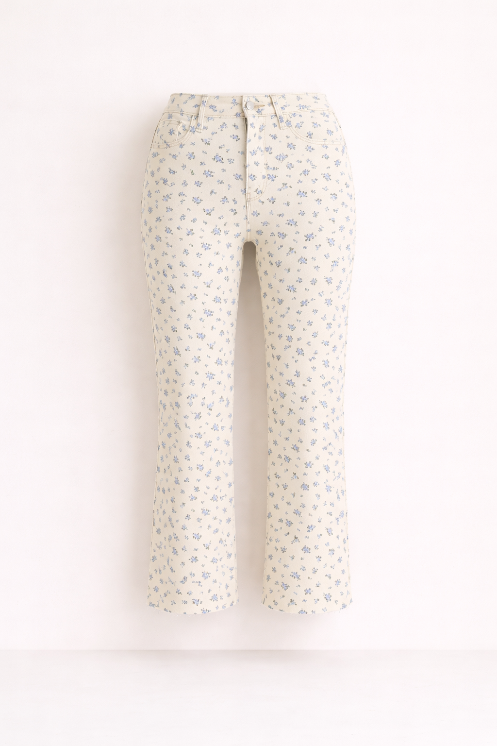 Floral Cropped Flare Denim