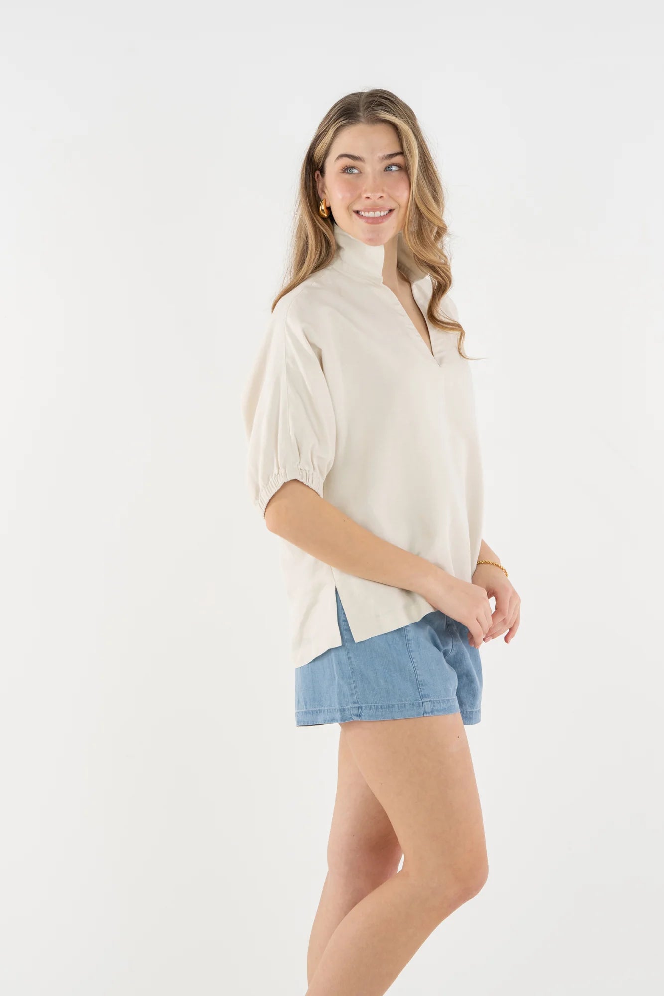 Poppy Top - Sandshell Linen