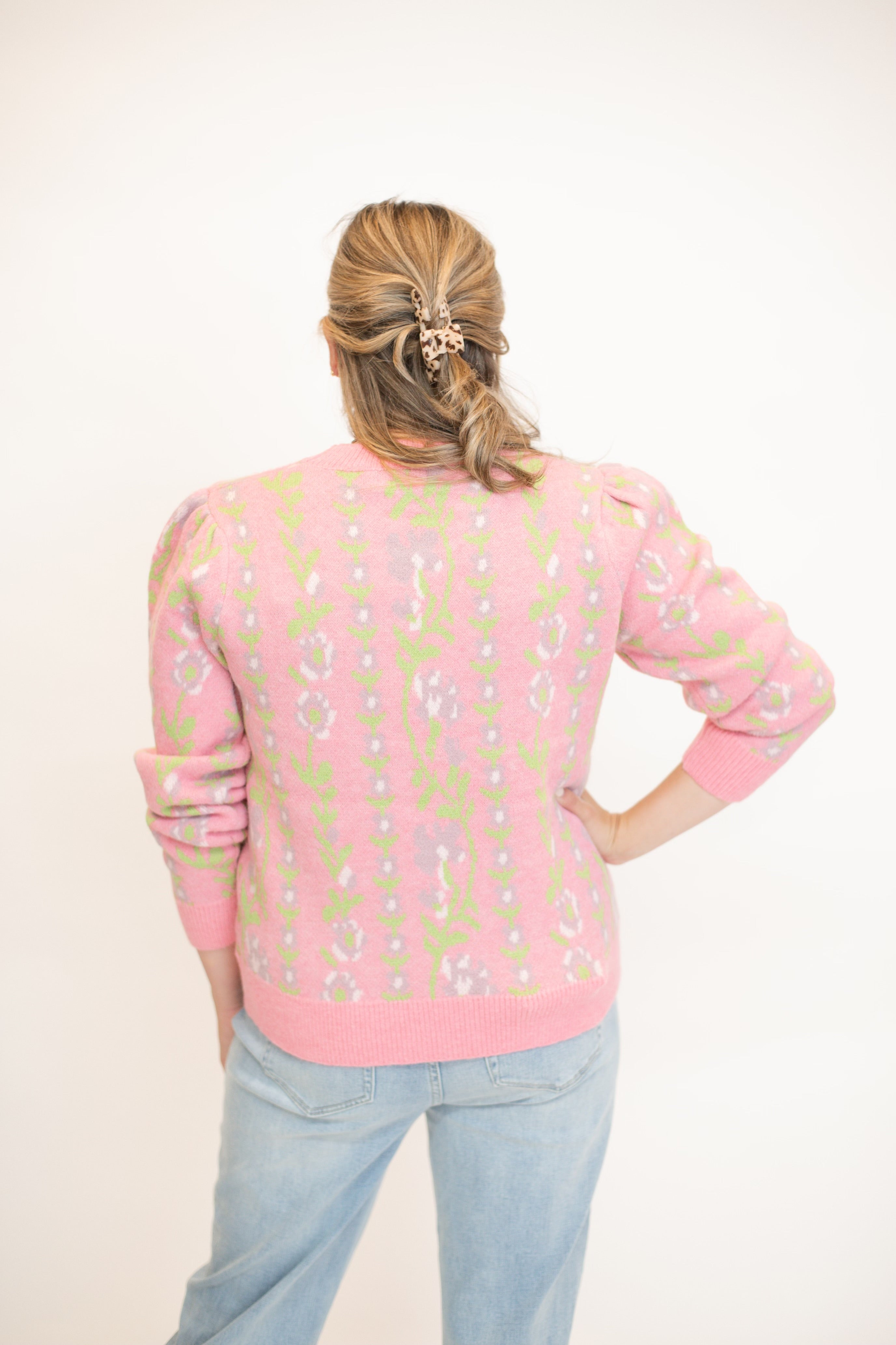 Floral Detail Sweater - Pink