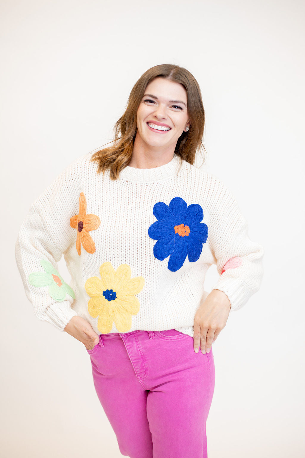 Flower Point Sweater - Cream