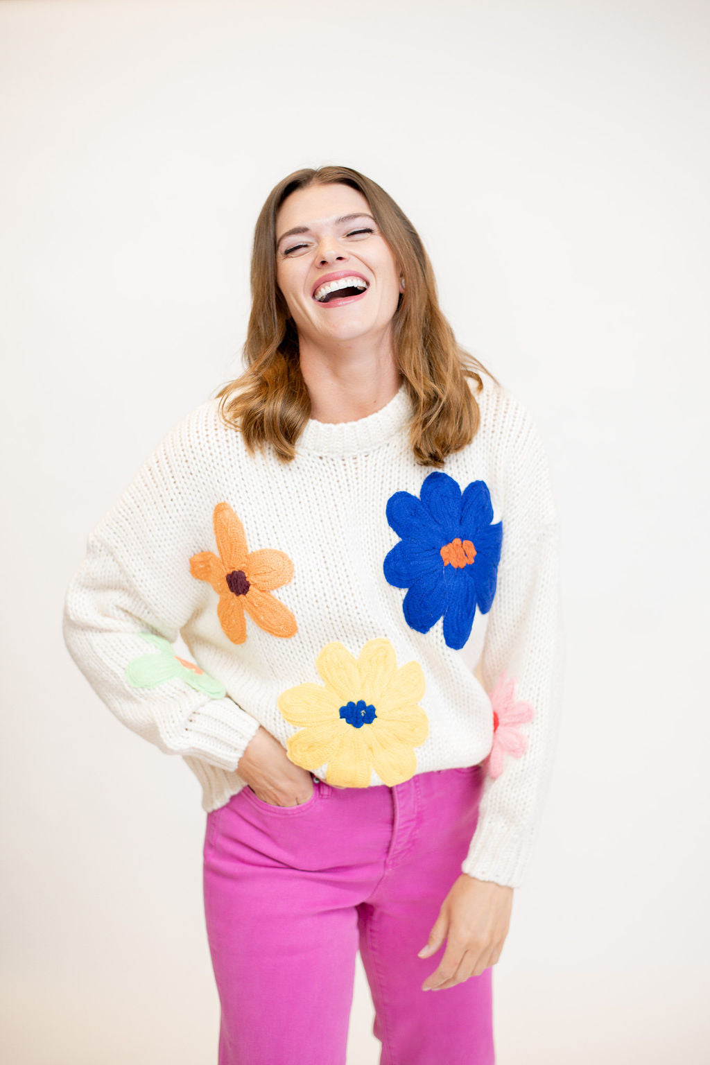 Flower Point Sweater - Cream