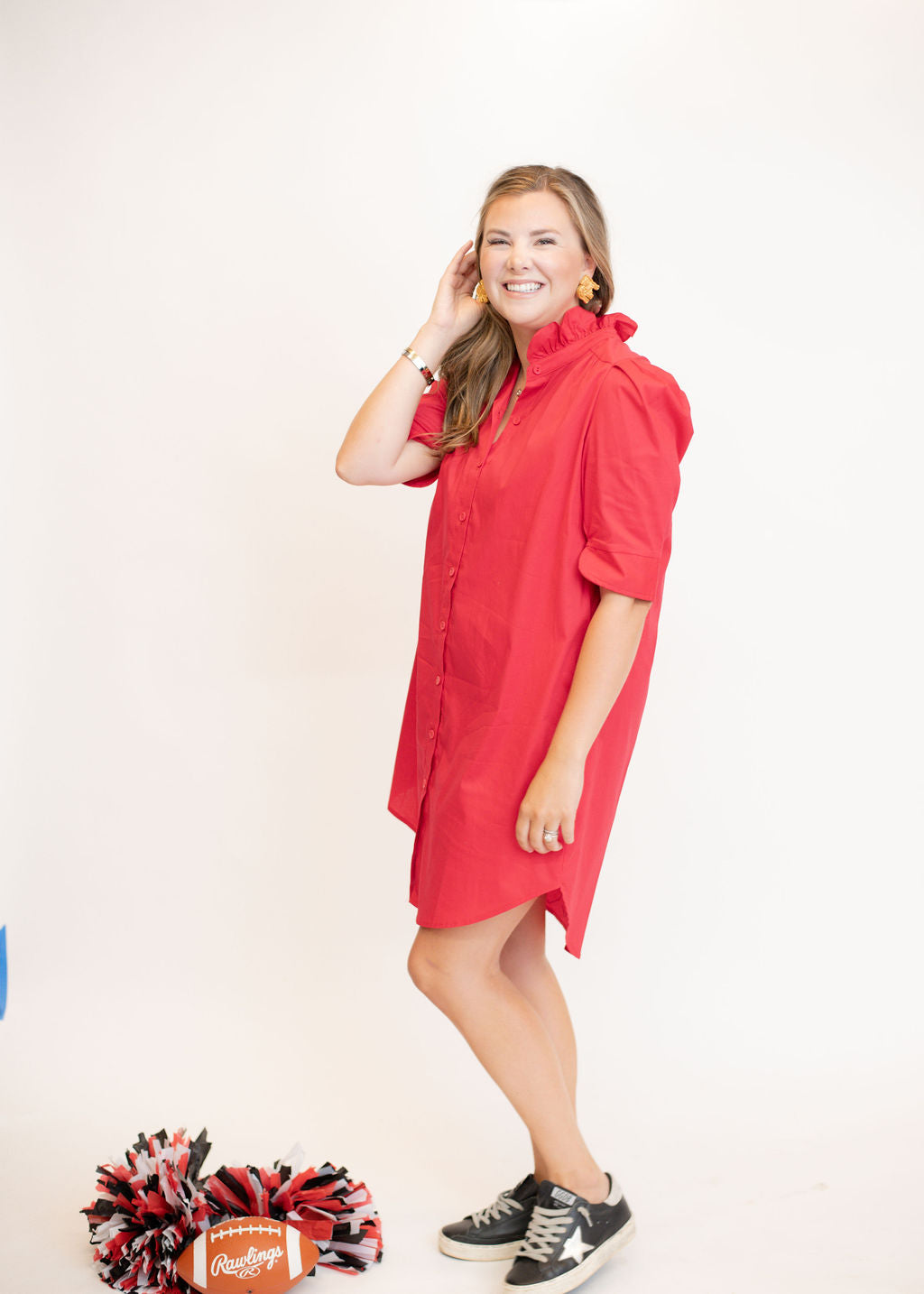 The Callie Shirt Dress - Red