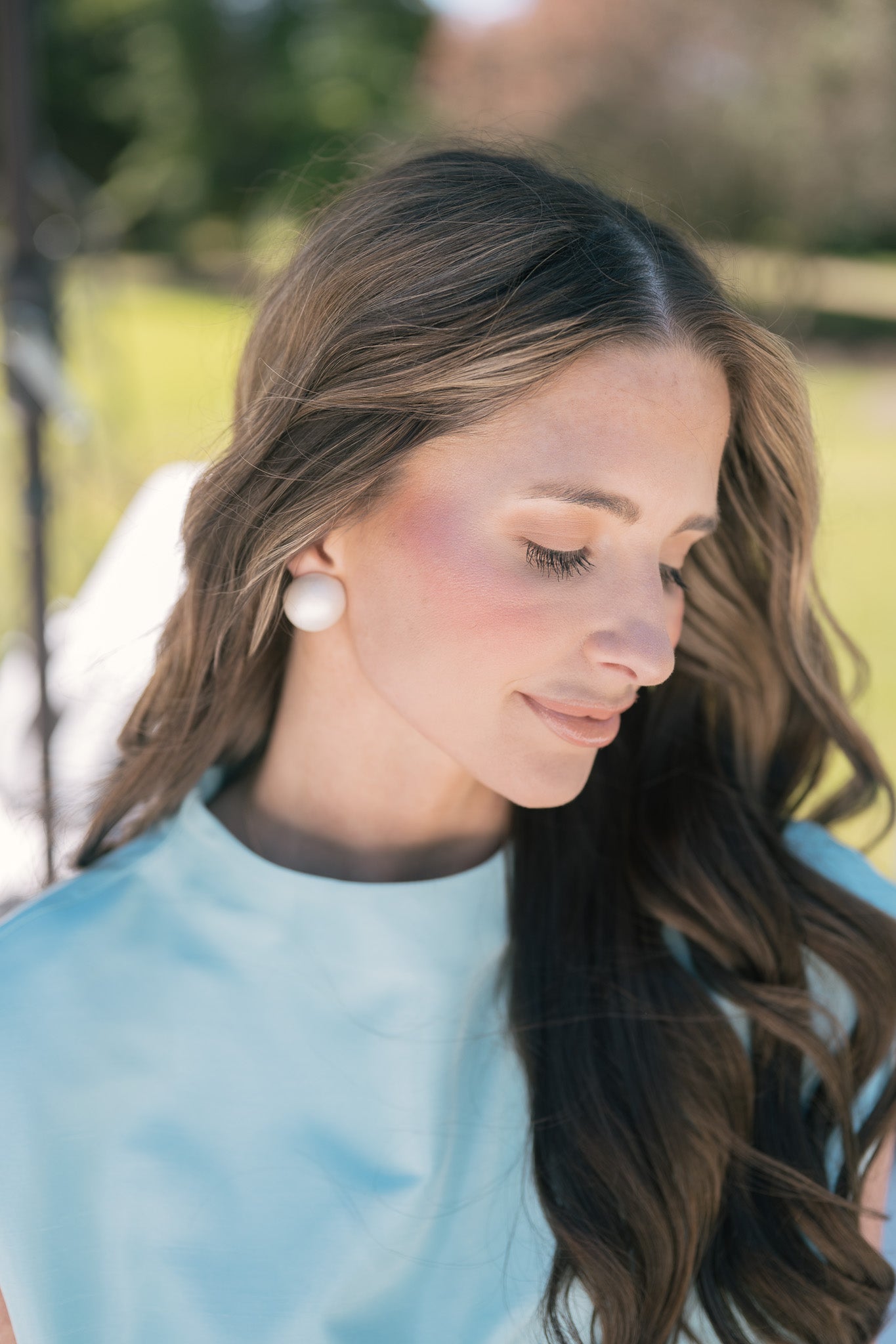 Cream Coated Dome Wood Earrings