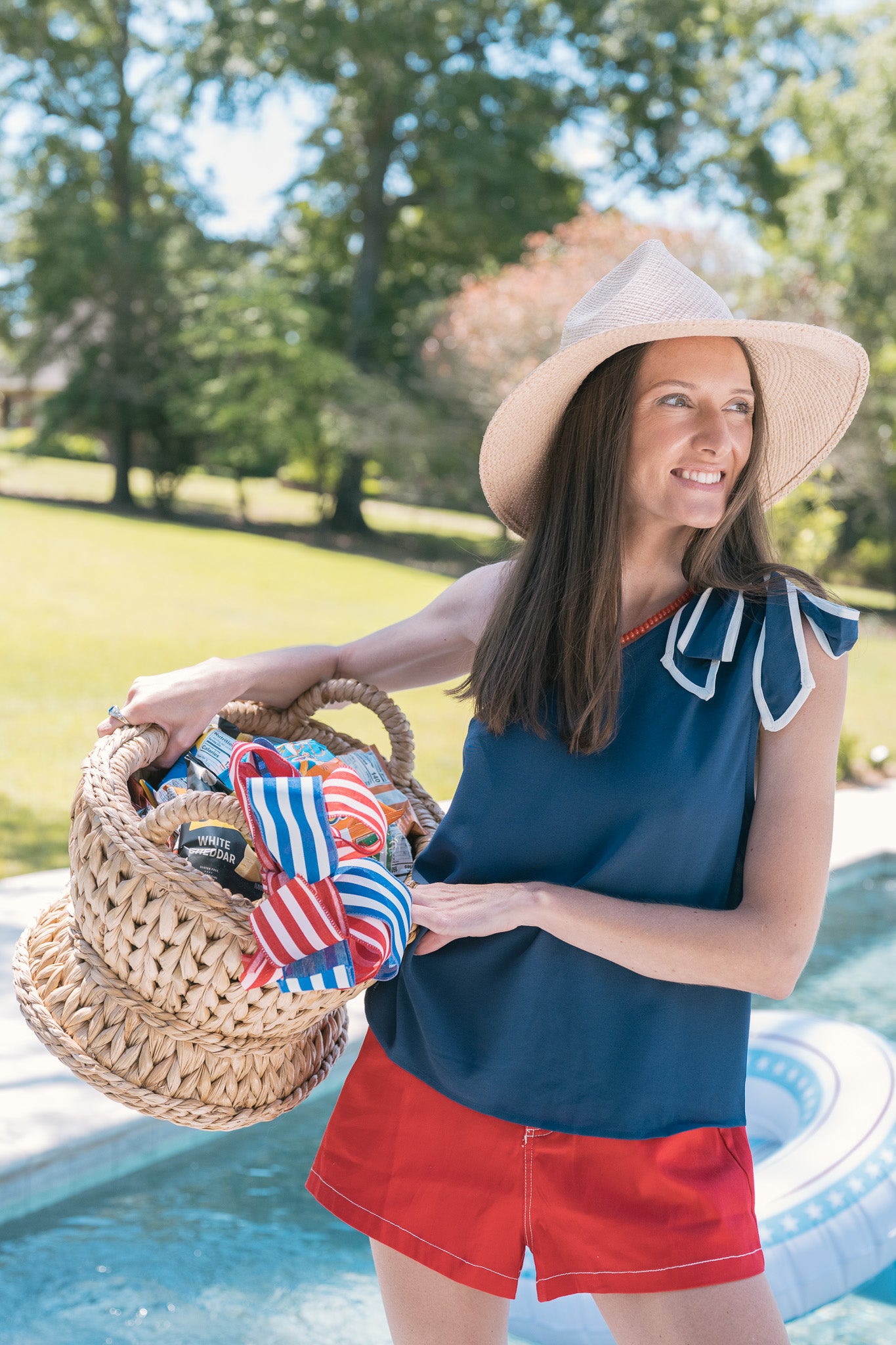 One Shoulder Americana Top - Navy