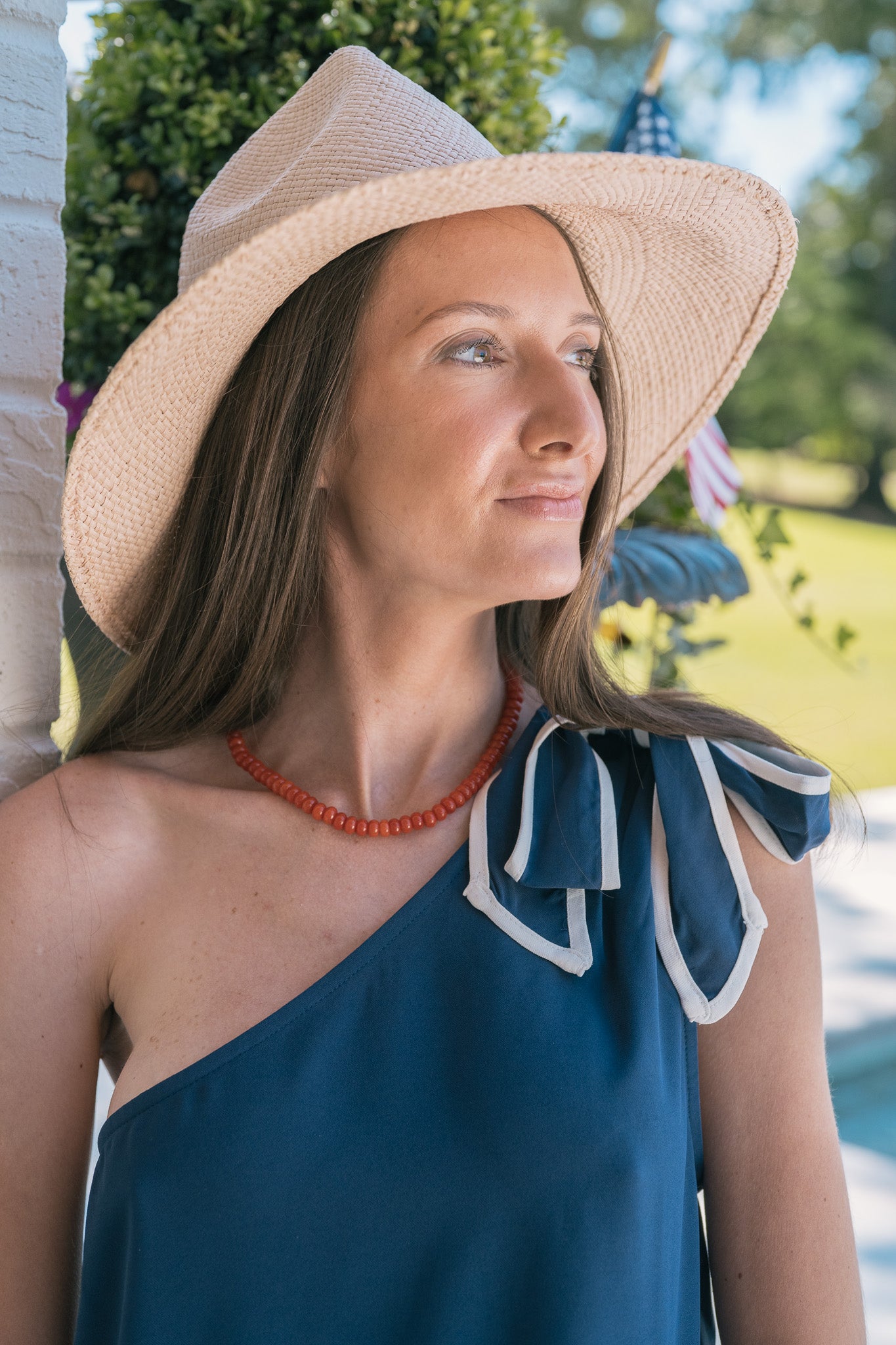 One Shoulder Americana Top - Navy