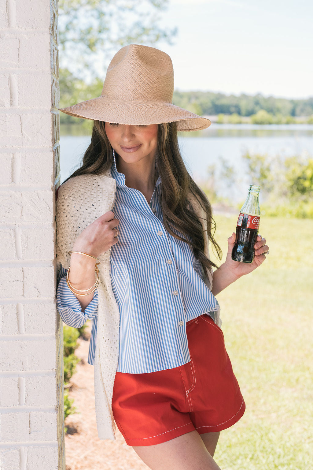 Jodie No Iron Pinpoint Stripe Long Sleeve Short Shirt - Three Colors