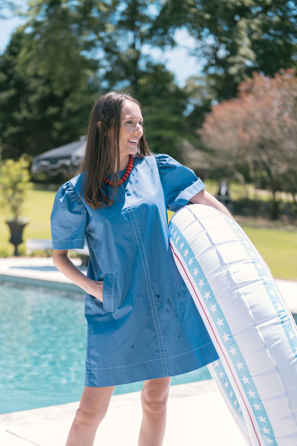 Lisbon Short Sleeve Dress - Blue