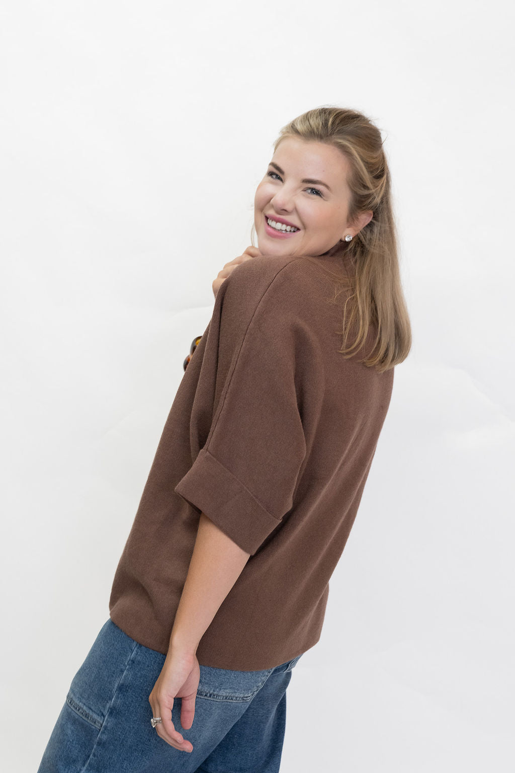 Teddy Mock Neck Sweater - Brown