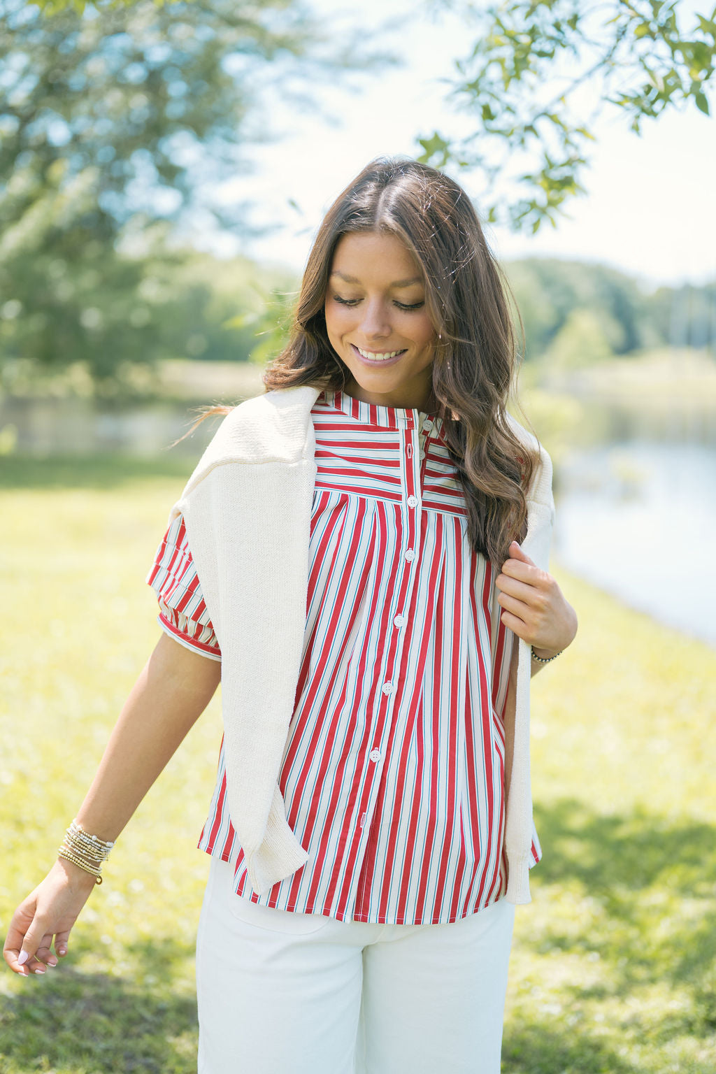 The Perfect Summer Blouse - Red Stripe