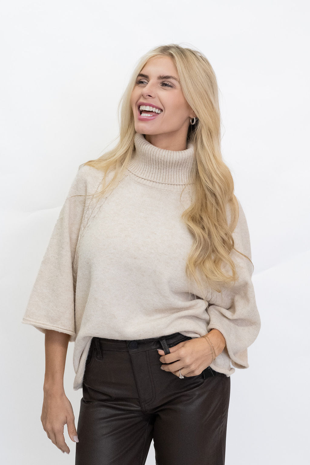 Mini Cable Turtle Neck Sweater - Three Colors