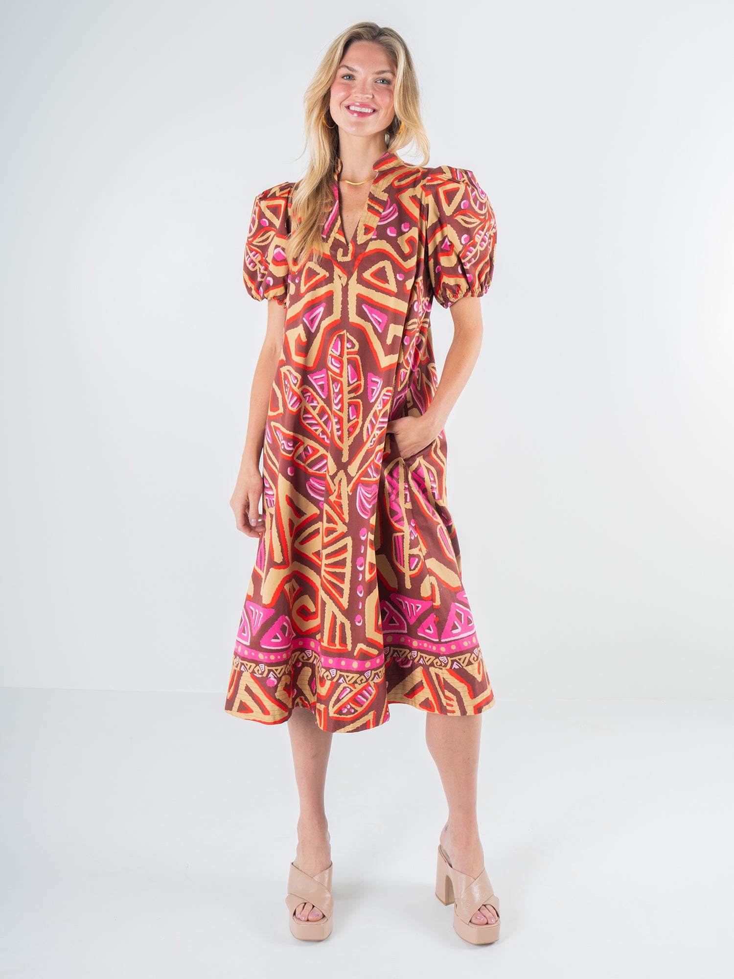 Hampton Dress- Tribal Palm