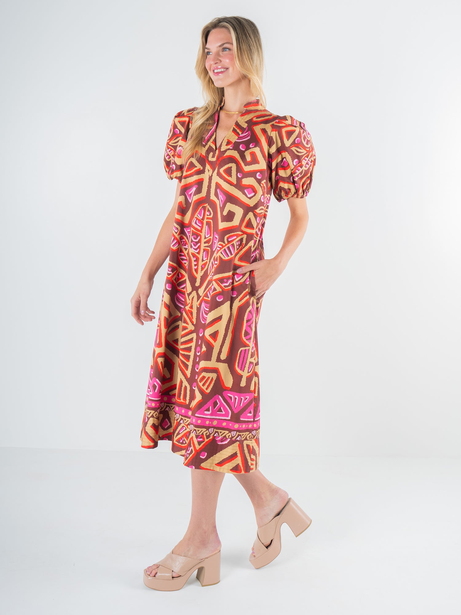 Hampton Dress- Tribal Palm