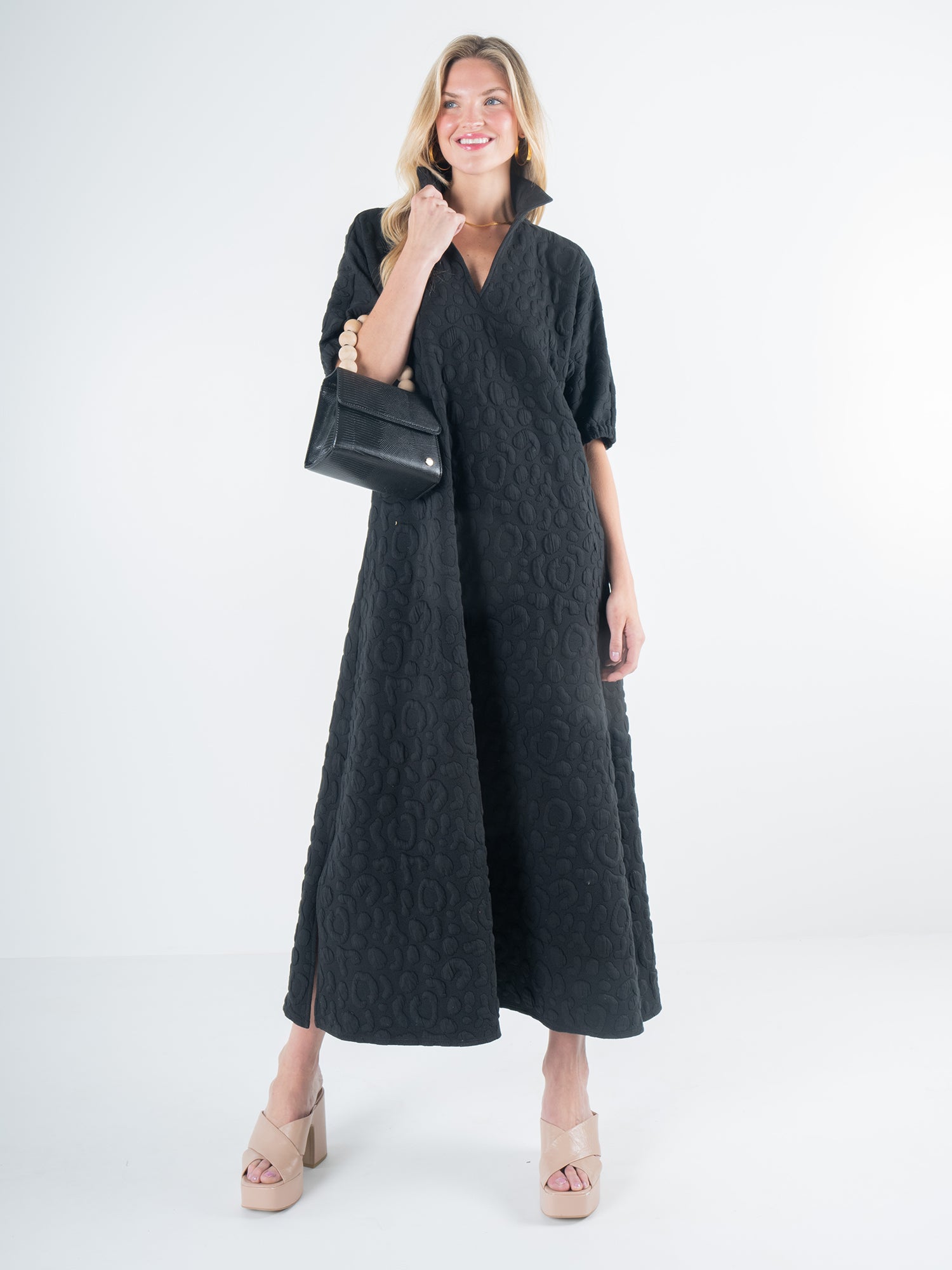 Poppy Maxi Dress- Jet Black Cheetah