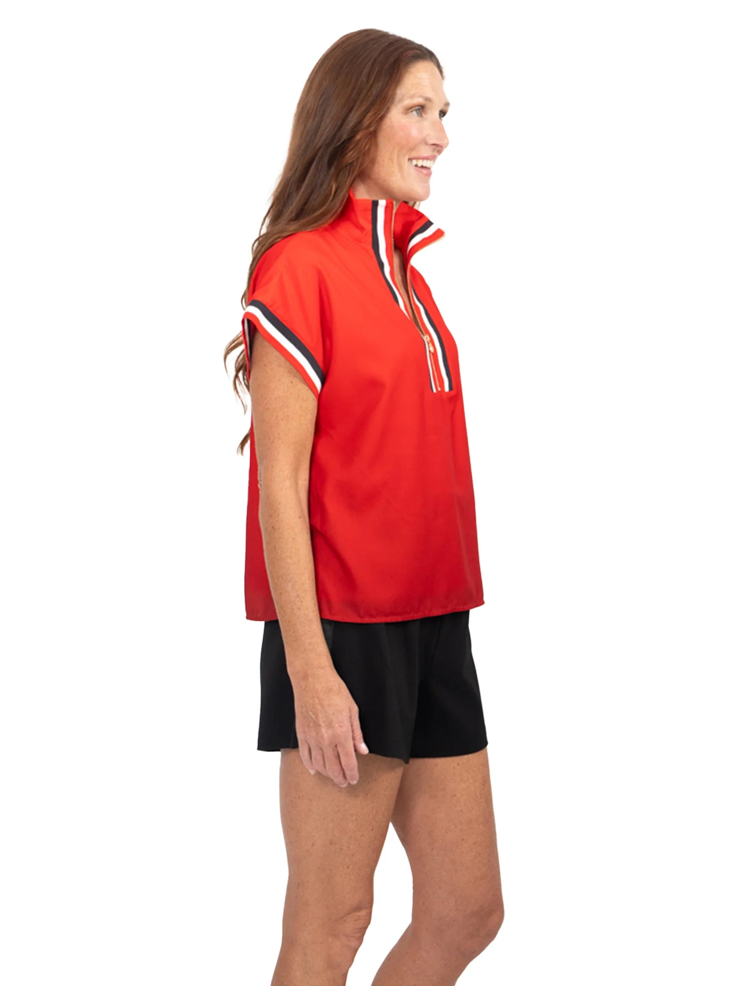 Poppy Pullover- Red Varsity Ombre