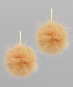 Fur Pom Pom Dangle Earrings- Multiple Colors
