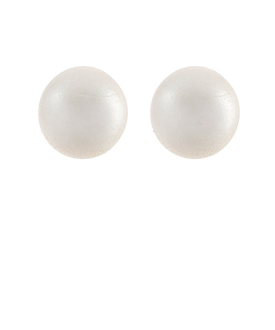 Cream Coated Dome Wood Earrings