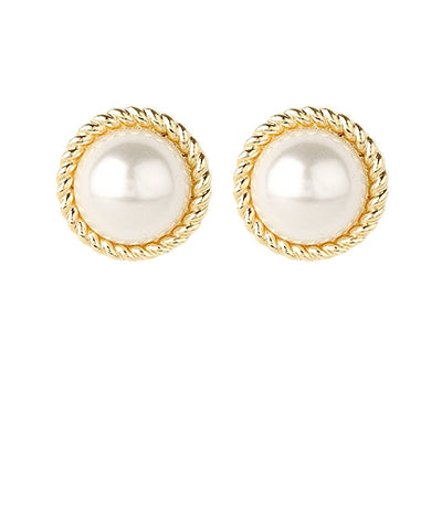 Twisted Frame Pearl Dome Earrings