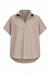 BROWN COLLAR SHIRT WITH THIN BLUE PIN STRIPES, SHORT SLEEVE ON WHITE BACKGROUND