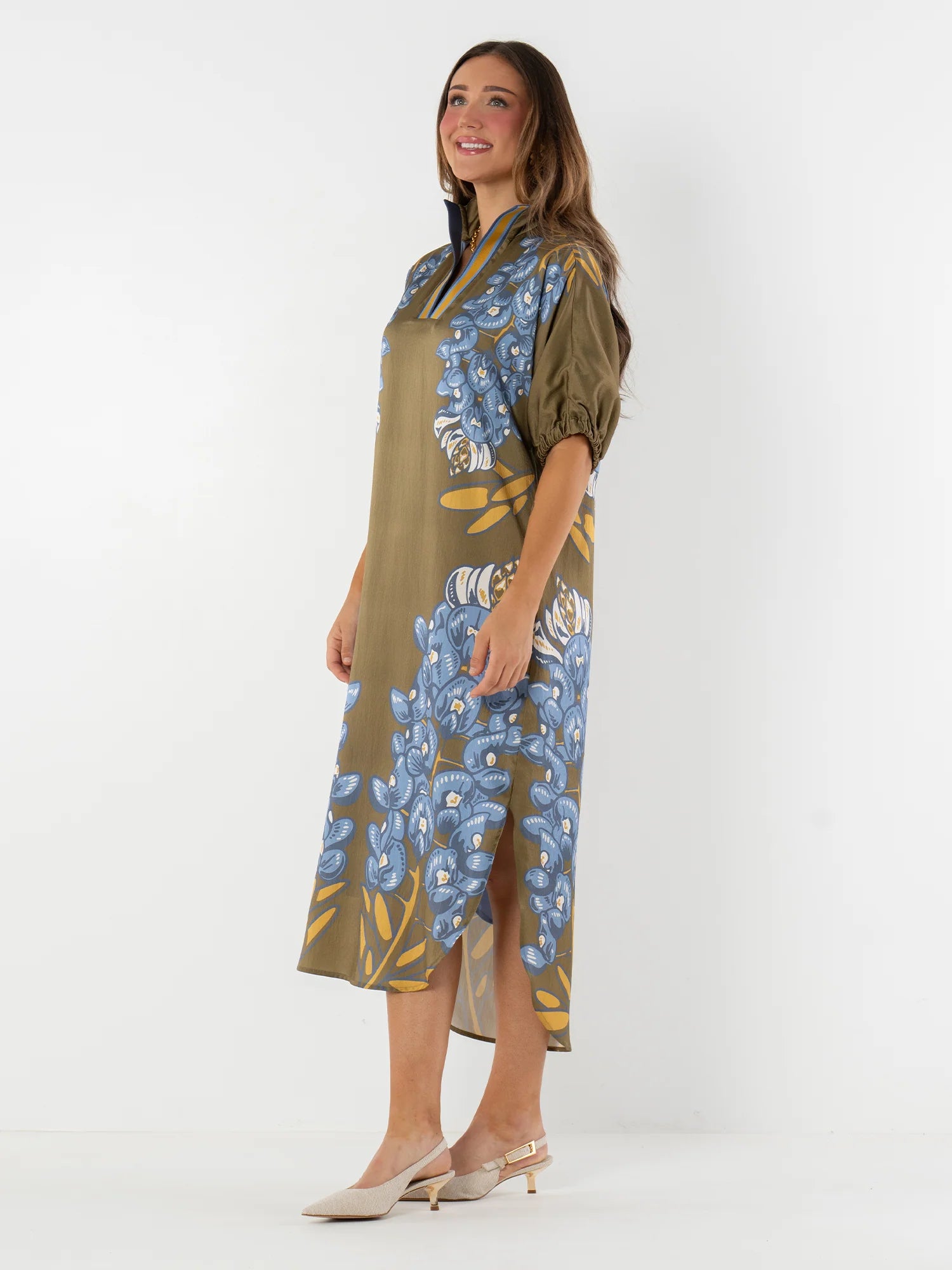 Poppy Caftan - Bluebonnet Textured Silk