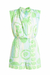 Green and white patterned romper on a white background