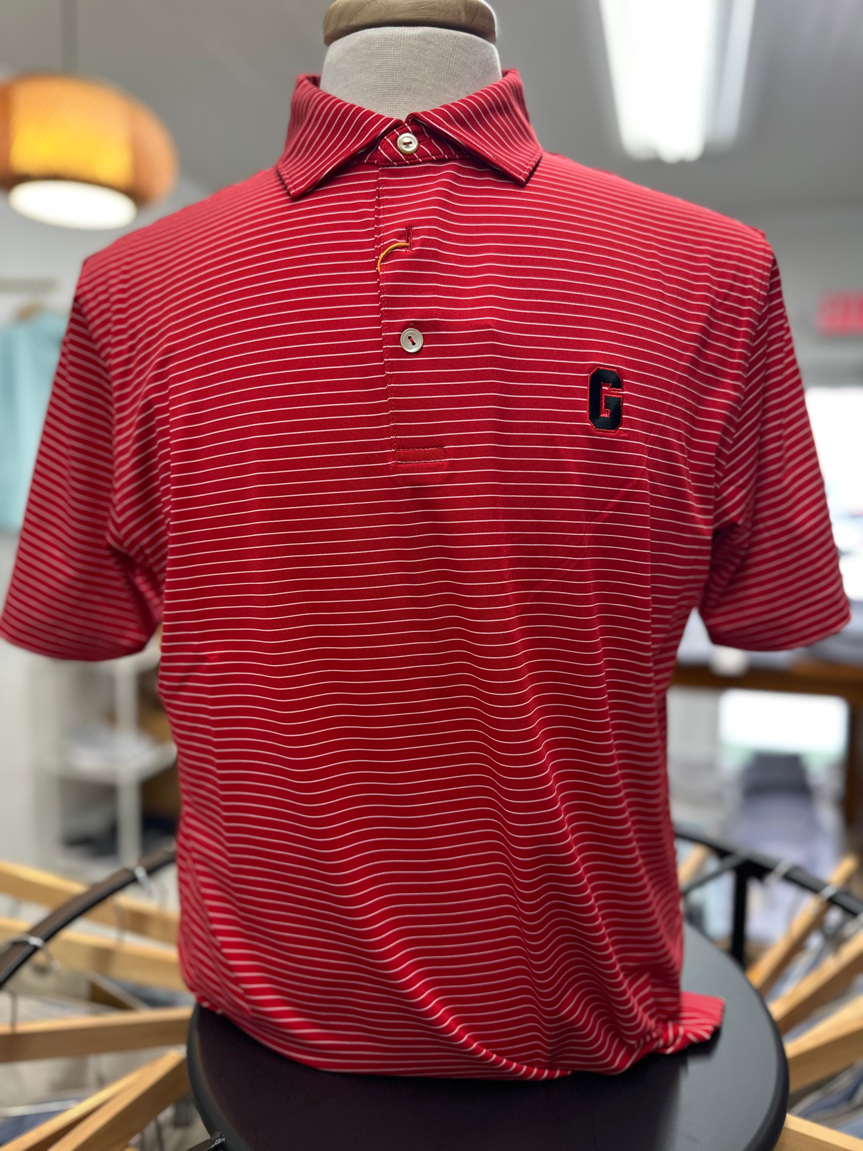 Jubilee Performance Jersey Polo by Peter Millar - Red - Georgia Vault G