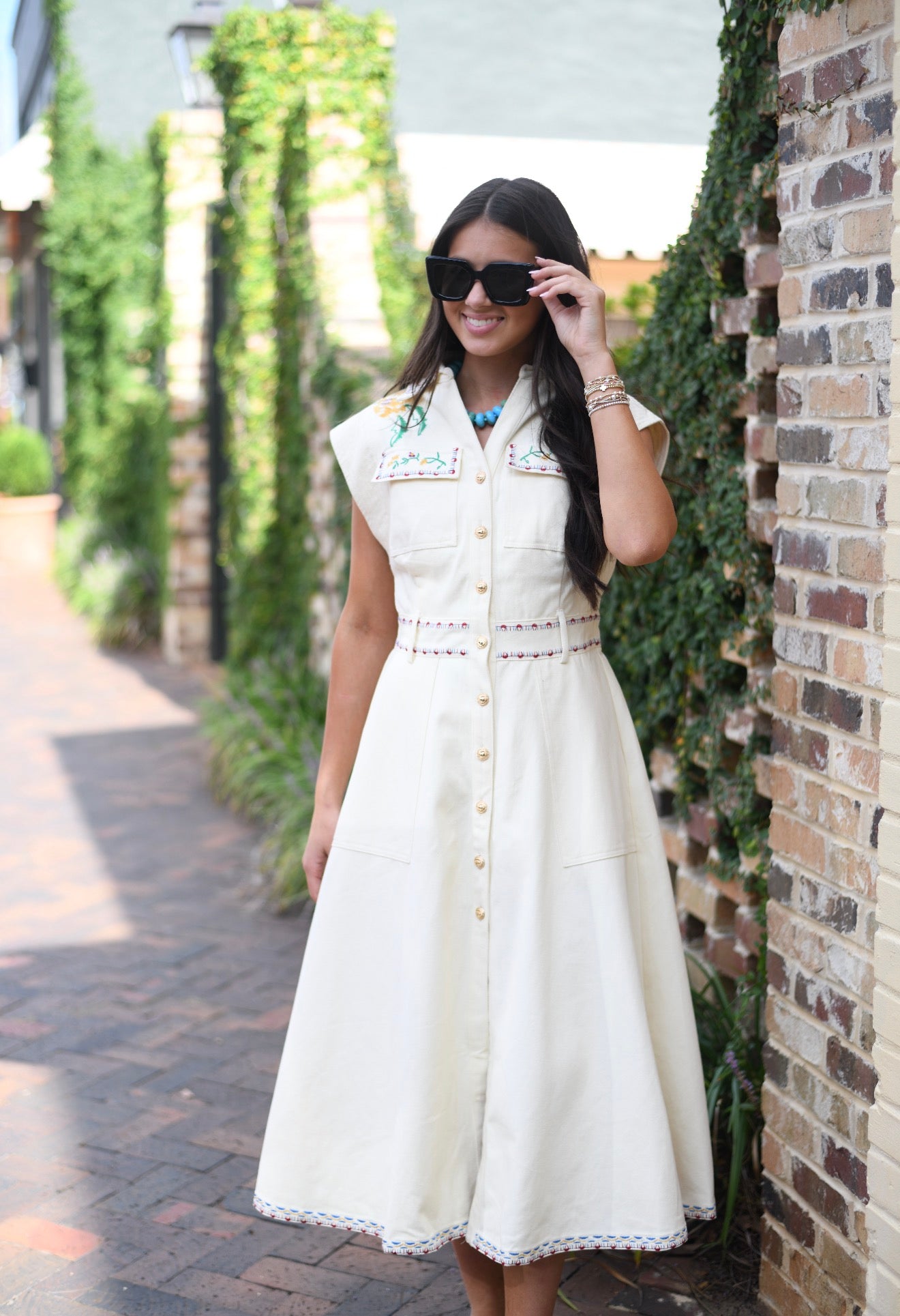 The Edie Embroidered Twill Dress