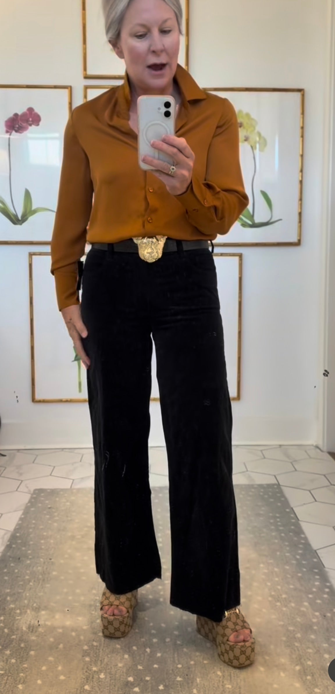 Meg Corduroy Wide Leg Pant - Black