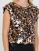 Leopard print top with sequins on a plain background