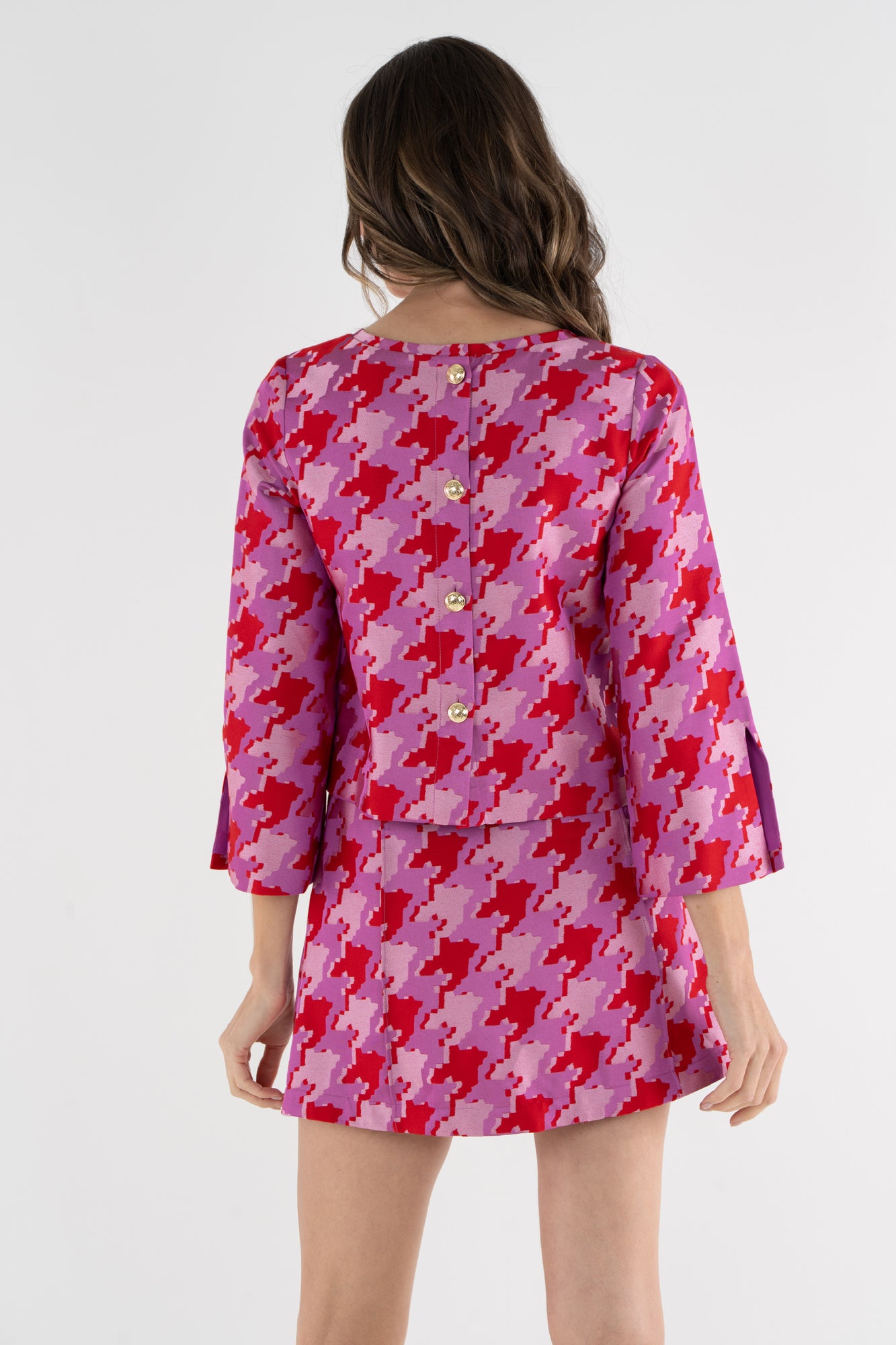 Ashley Ann Top - Jacquard Houndstooth