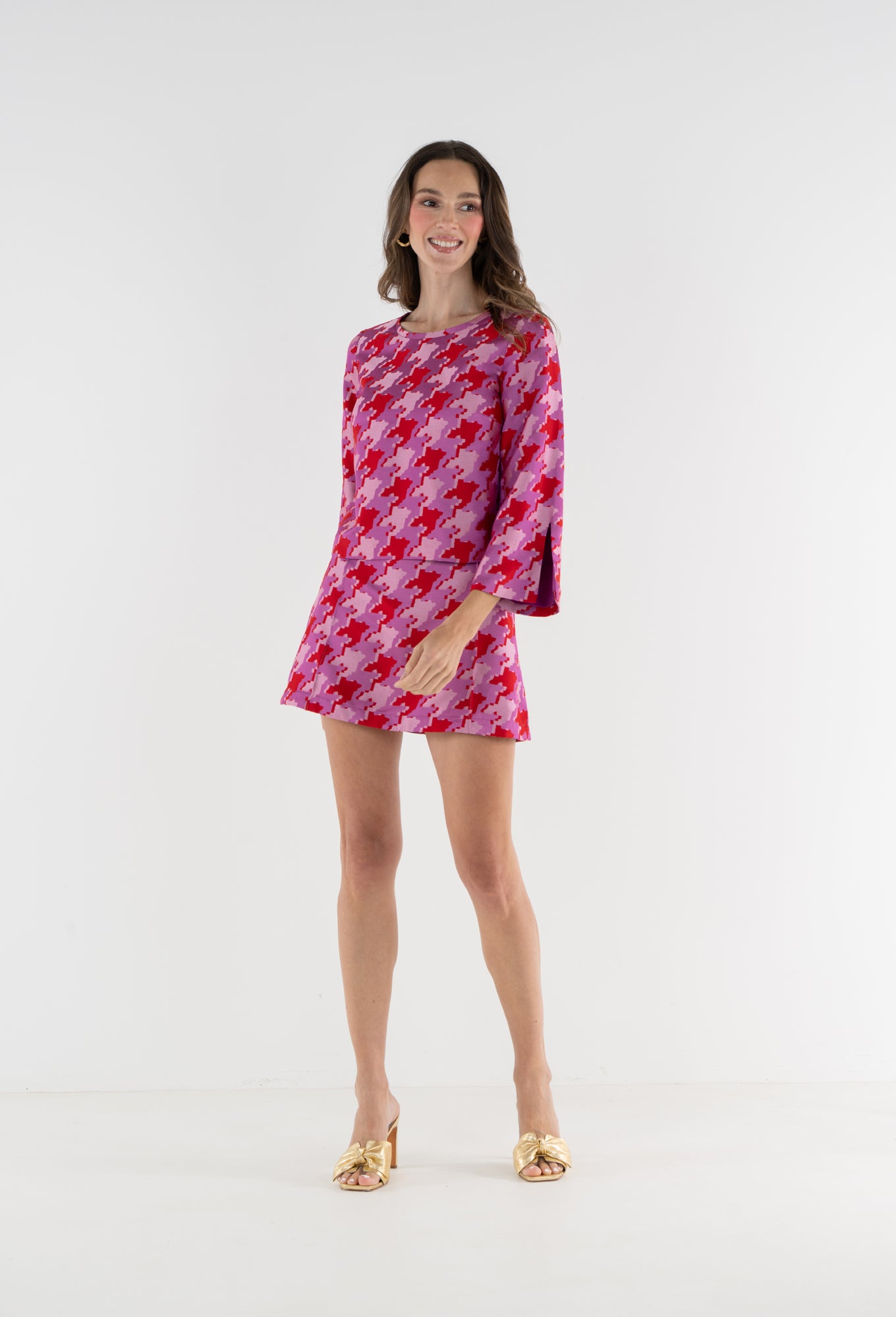 Ashley Ann Top - Jacquard Houndstooth