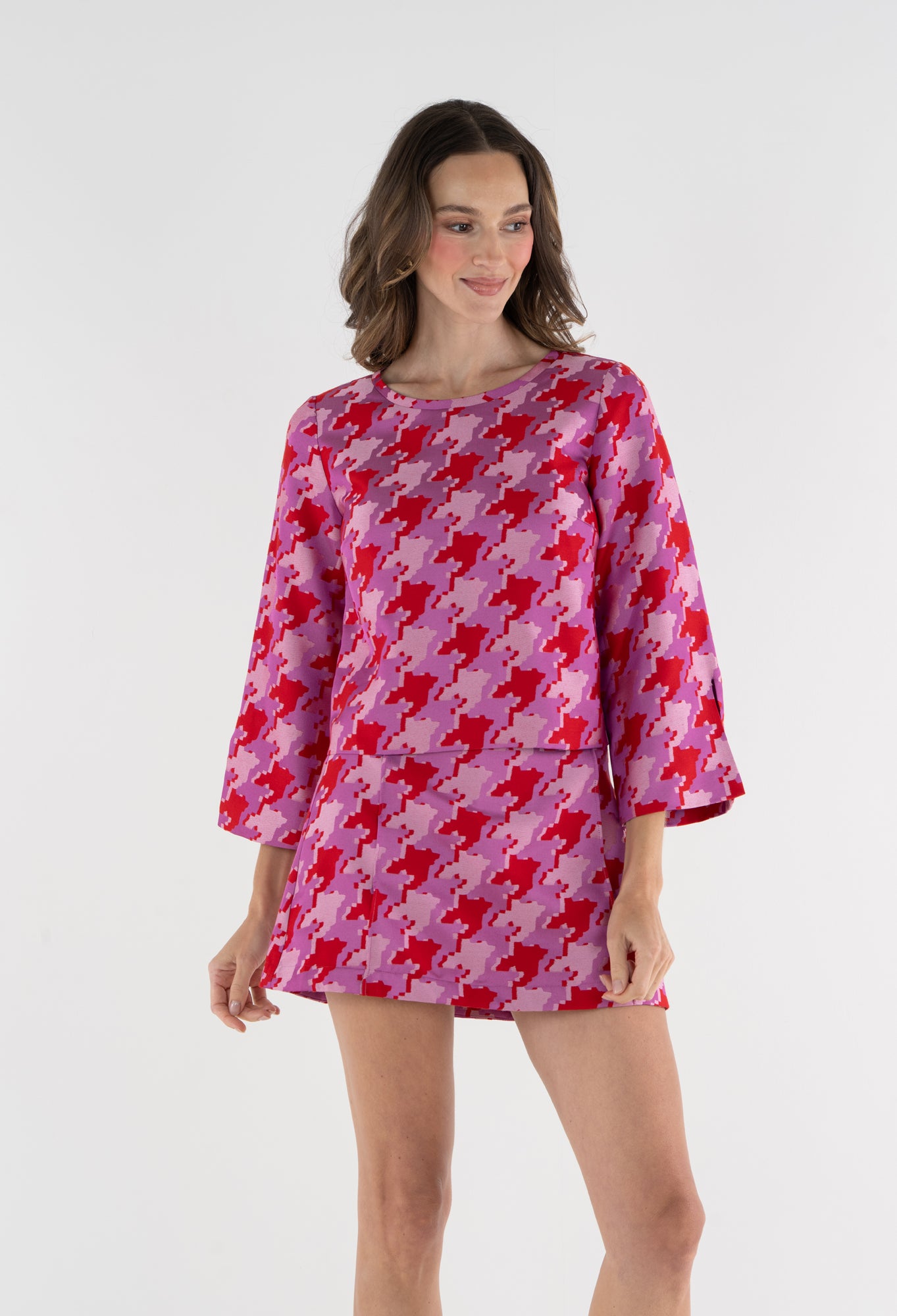 Ashley Ann Top - Jacquard Houndstooth