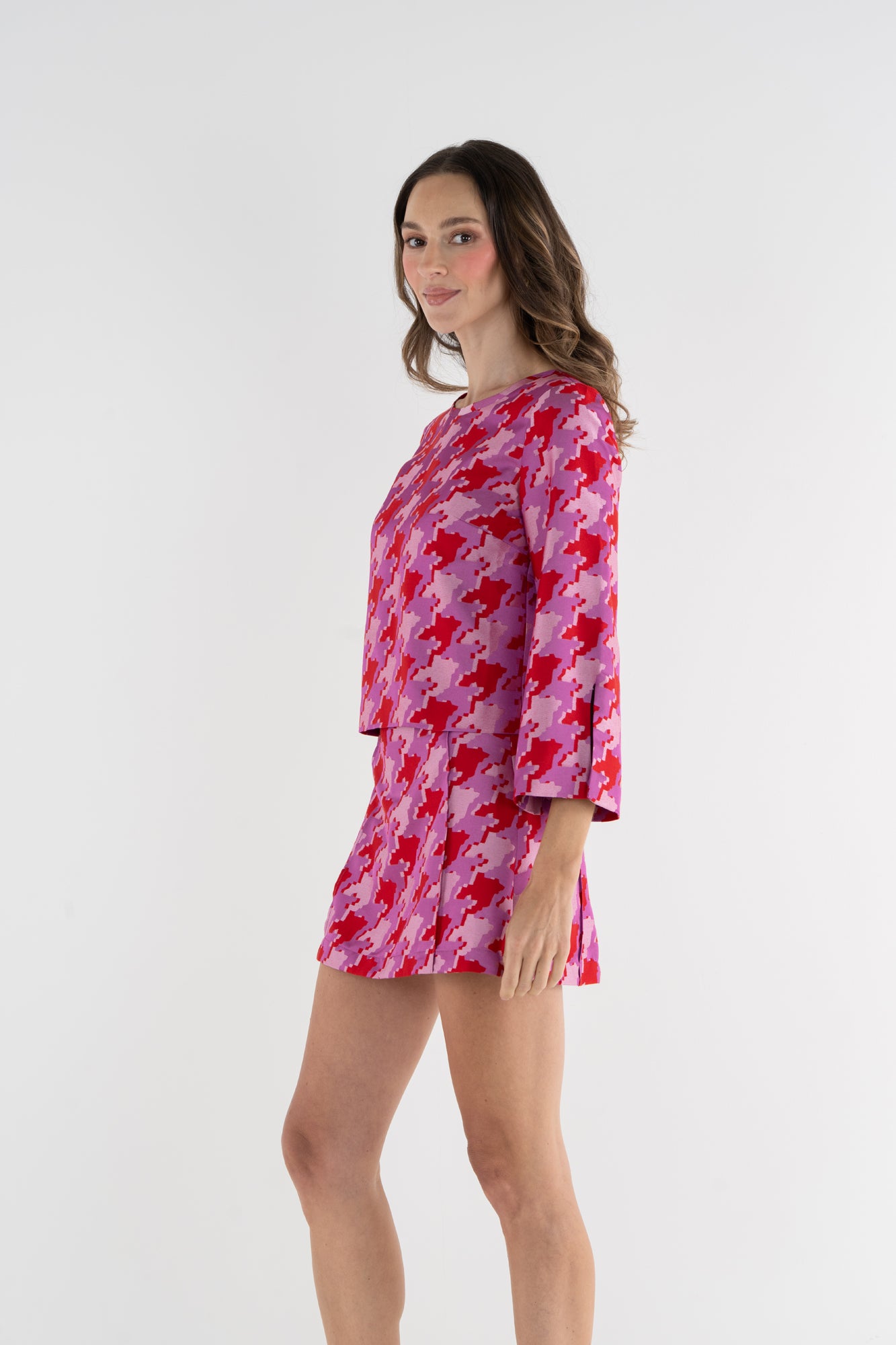 Ashley Ann Top - Jacquard Houndstooth