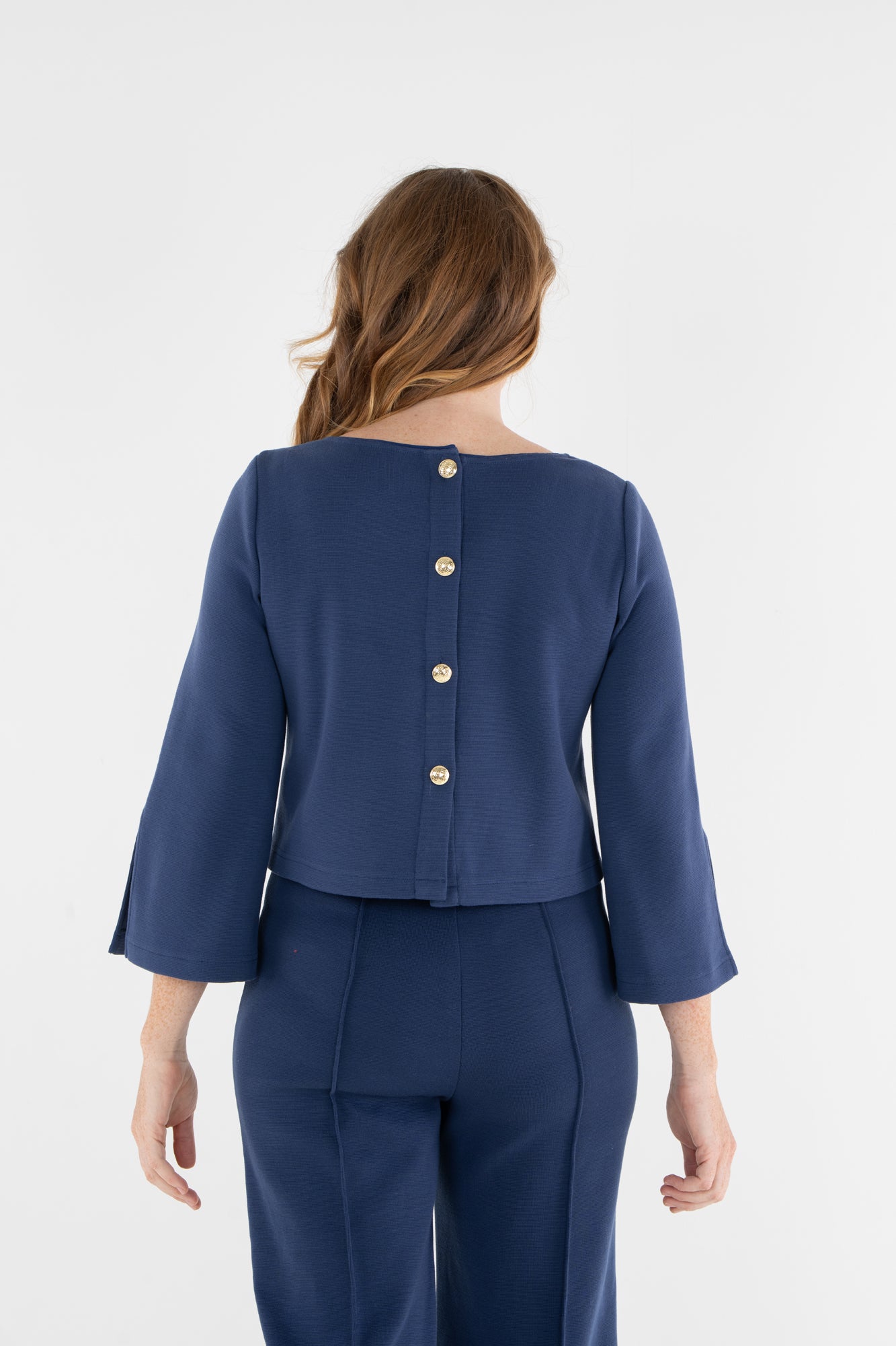 Ashley Ann Top - Twilight Blue Stretch Knit