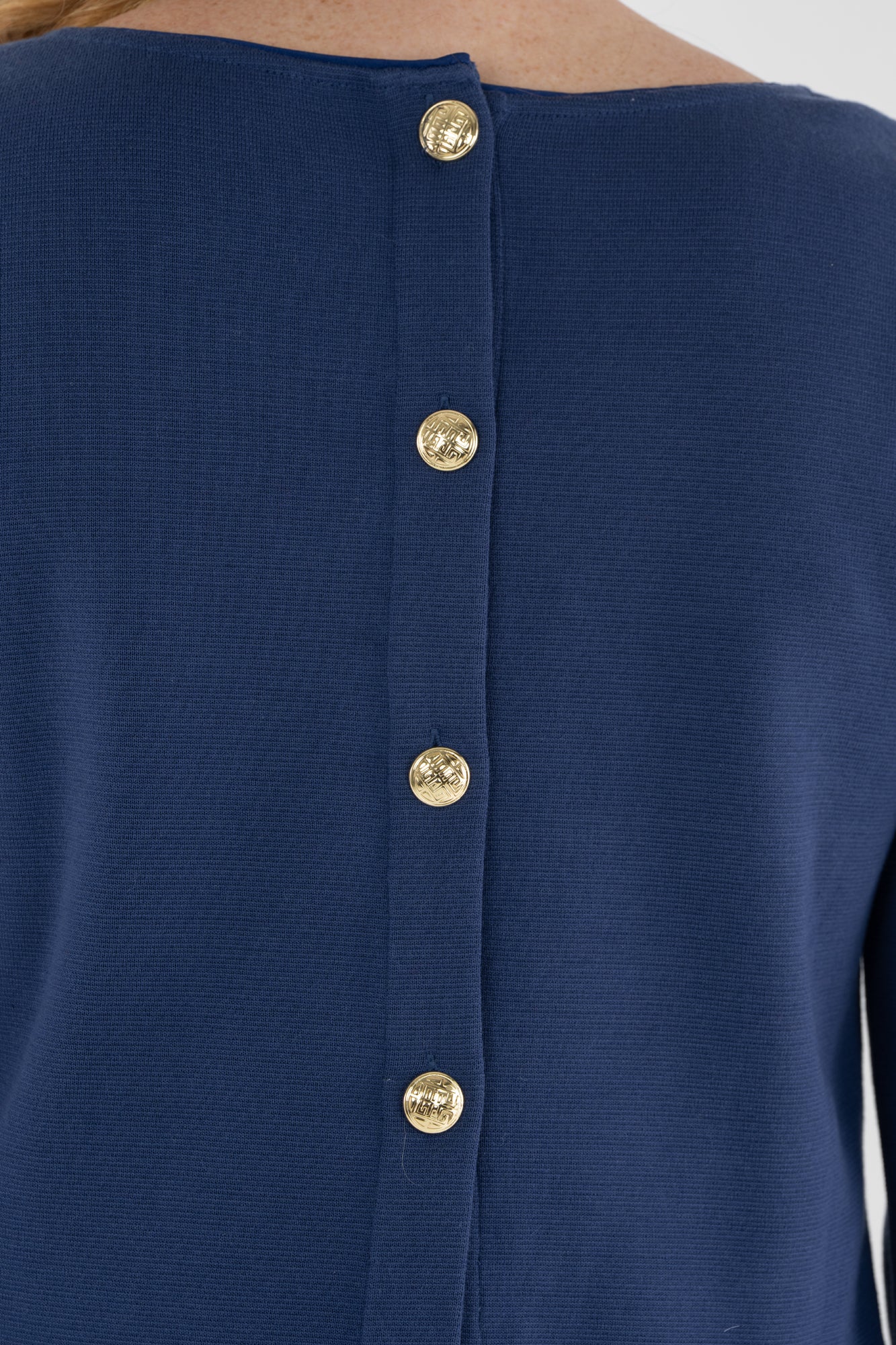 Ashley Ann Top - Twilight Blue Stretch Knit