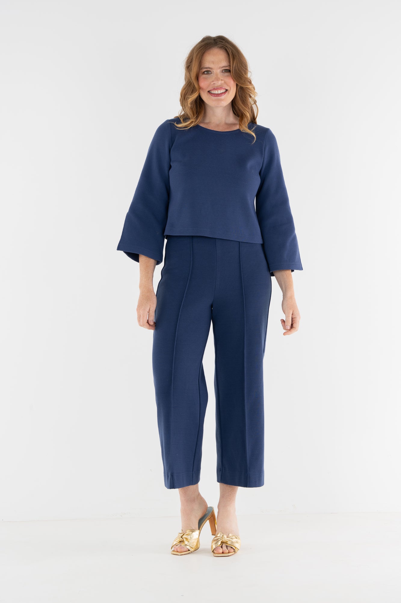 Ashley Ann Top - Twilight Blue Stretch Knit