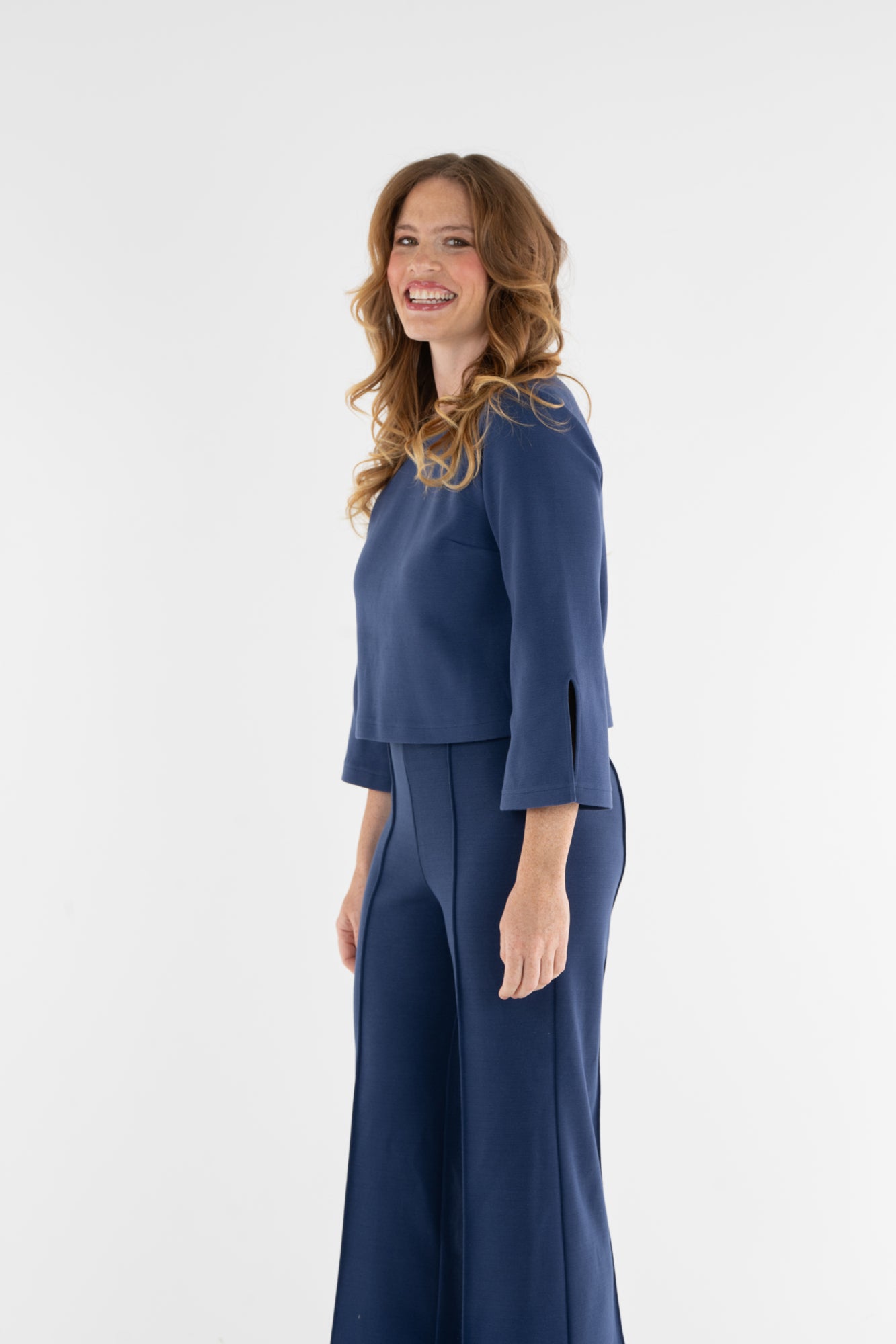 Ashley Ann Top - Twilight Blue Stretch Knit