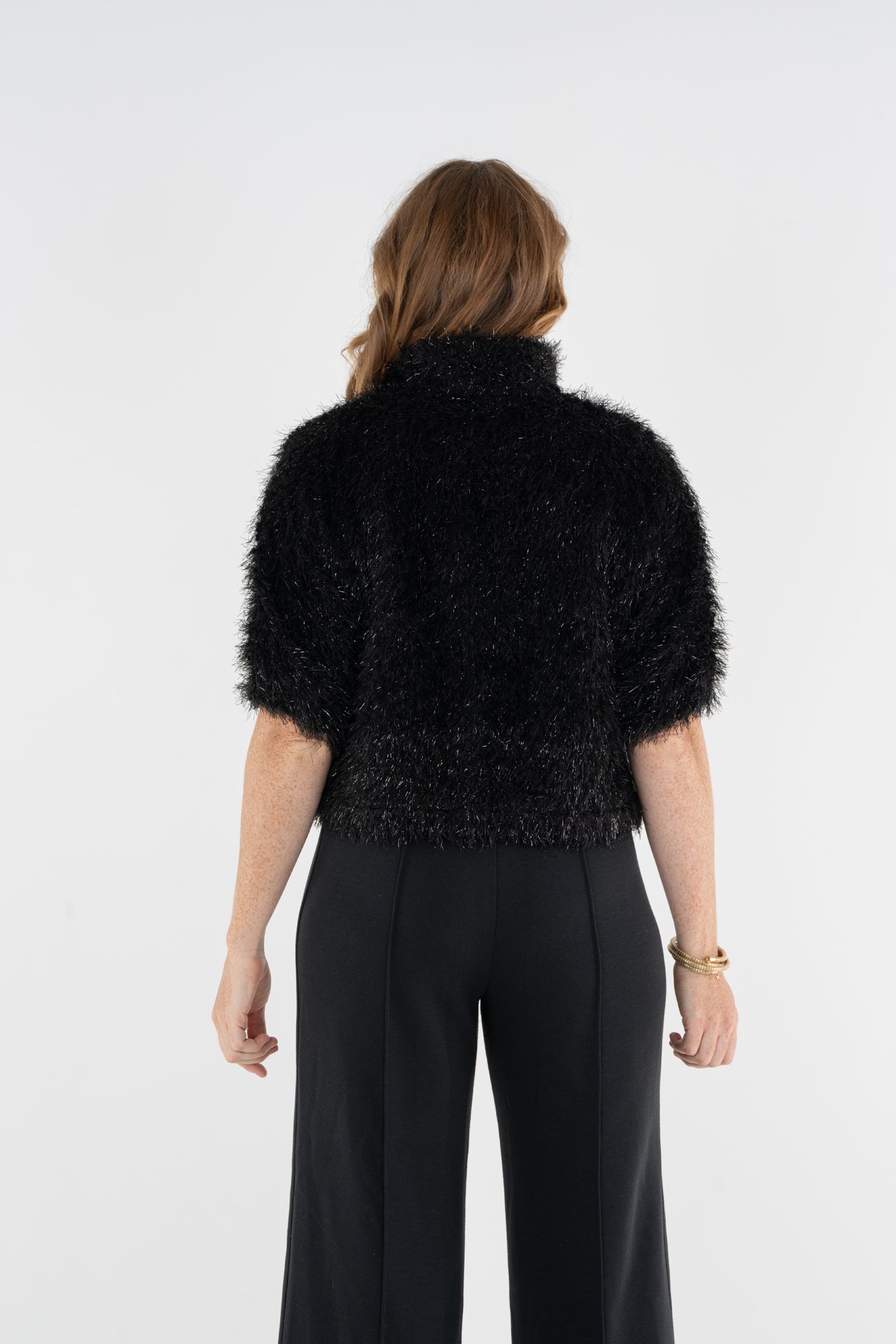 Estelle Top - Black Tie Feather Fringe